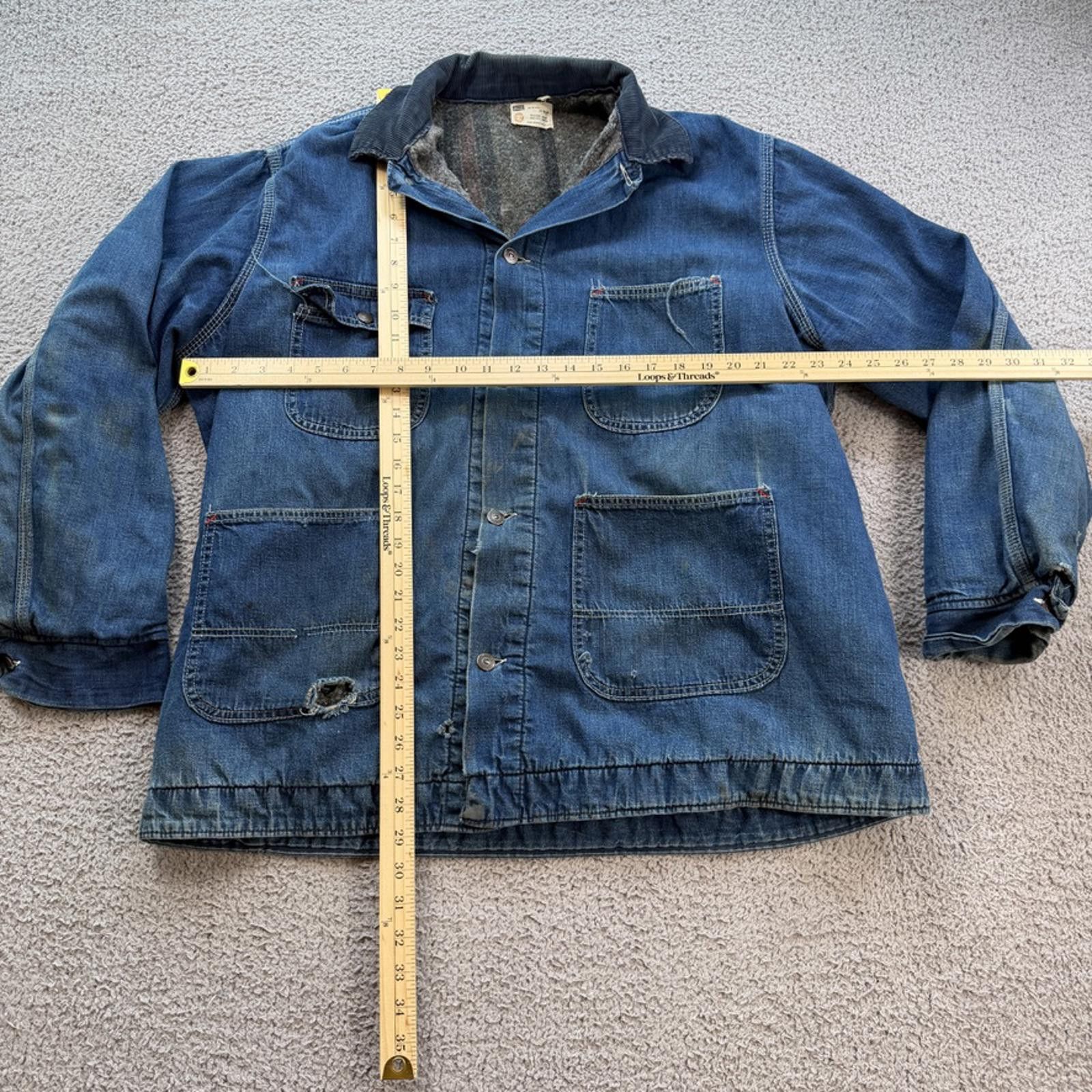 Sears Vintage 70s Sears Jacket Denim Chore Coat Blanket Lined XL Size US L / EU 52-54 / 3 - 3 Thumbnail