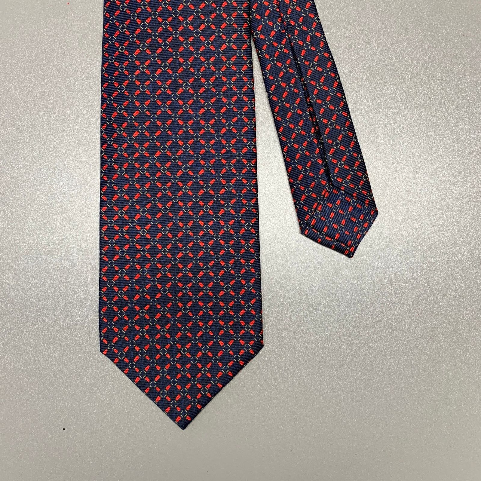 Bvlgari BVLGARI Navy Red Abstract Silk Tie Size ONE SIZE - 1 Thumbnail
