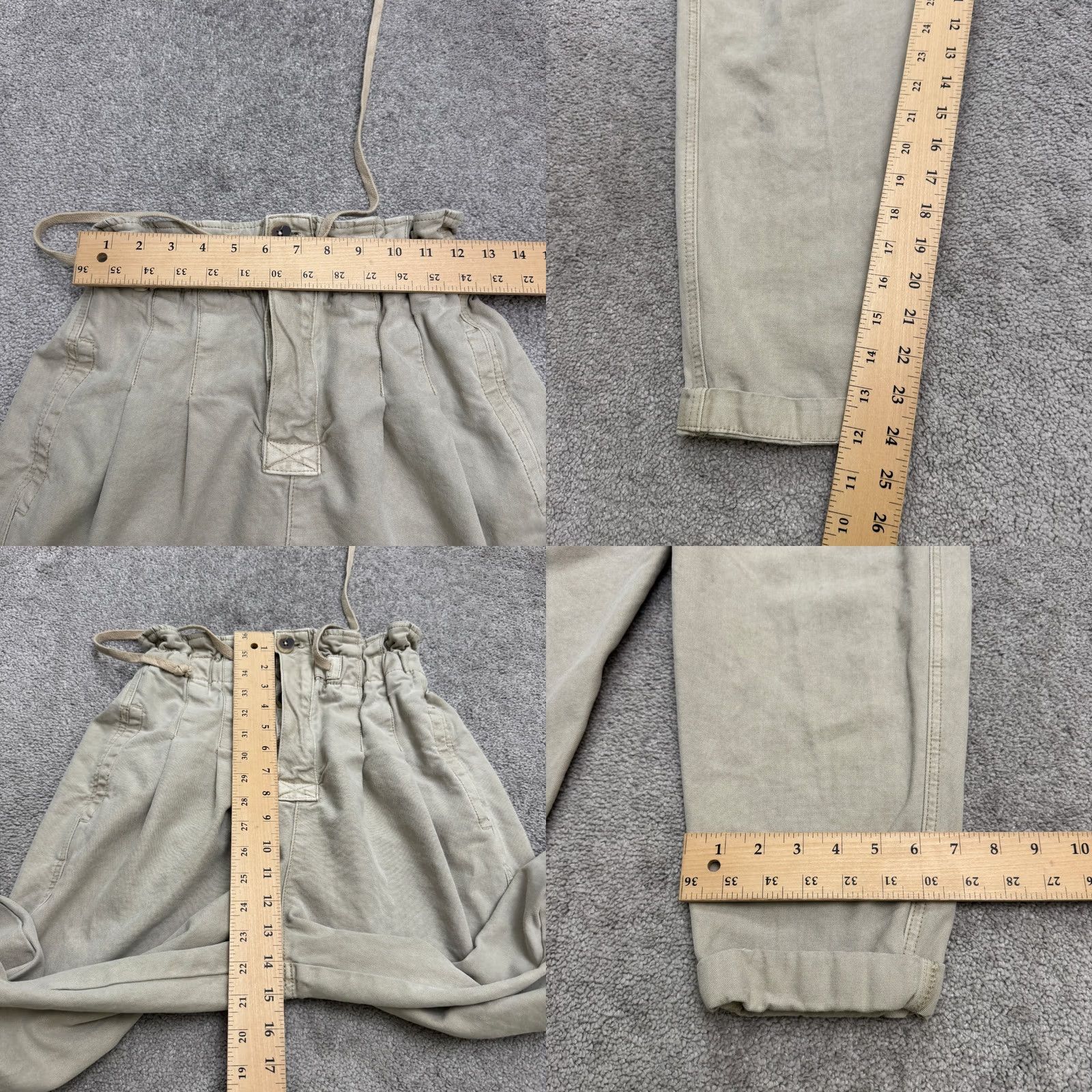 Free People Free People Womens XS Gray Paperbag Pants Tapered Leg Button Fly Classic Trouser Casual Travel Size 26" / US 2 / IT 38 - 9 Thumbnail