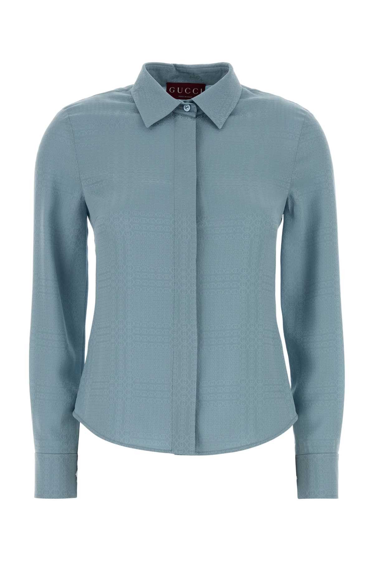 Gucci Light-Blue Silk Shirt Size S / US 4 / IT 40 - 1 Thumbnail