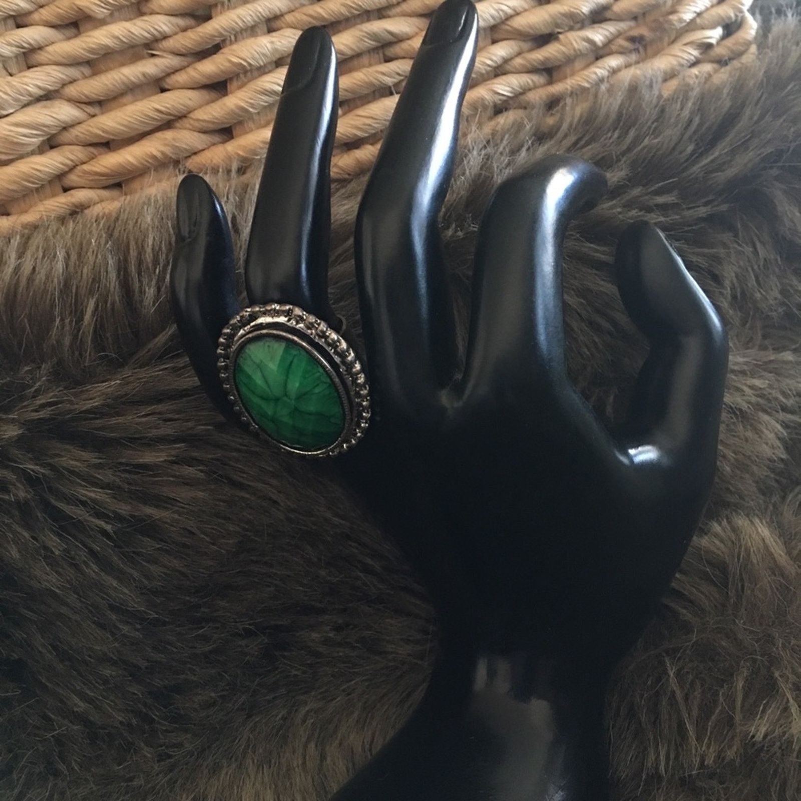 Vintage Vintage faceted veined glass adjustable ring Size ONE SIZE - 7 Thumbnail