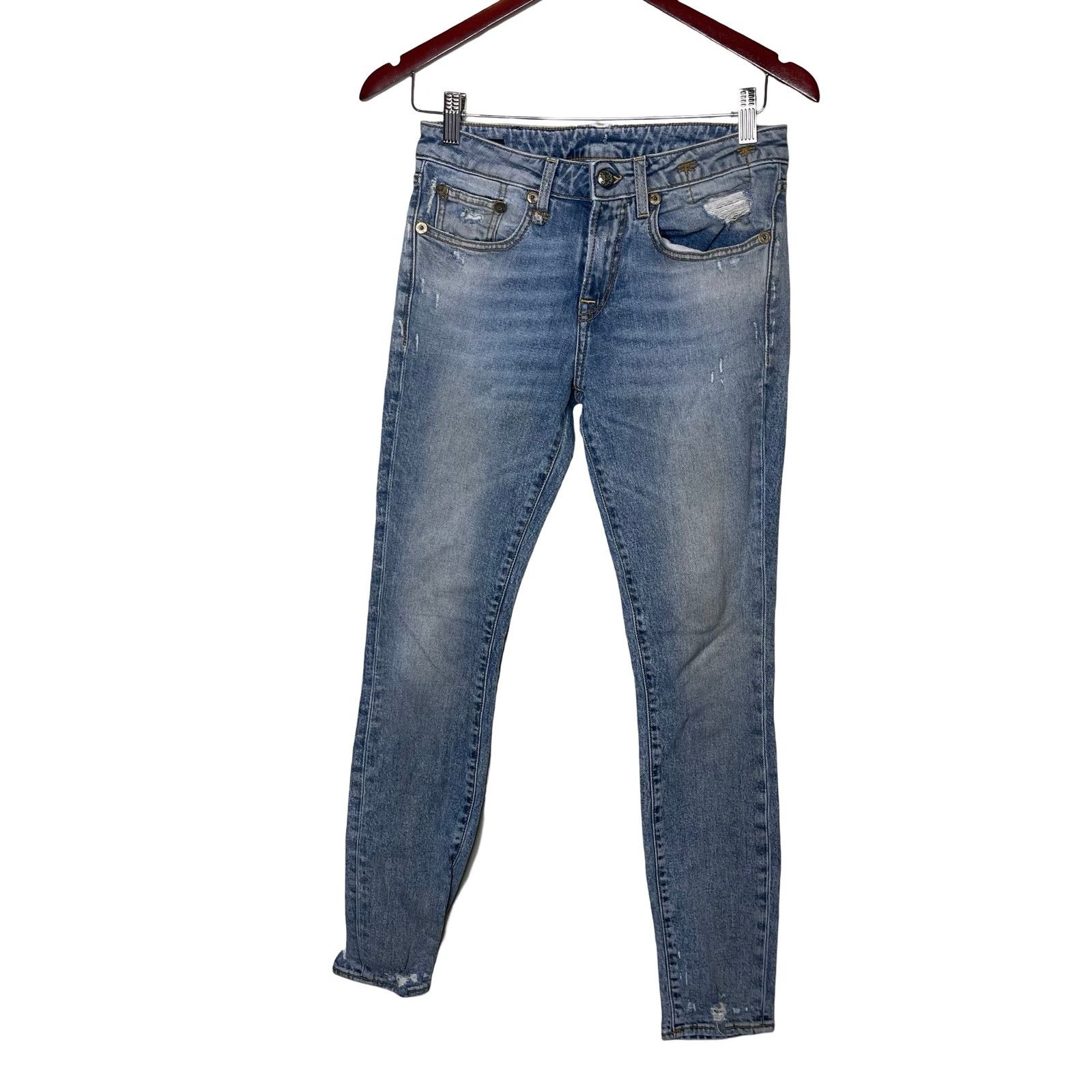 R13 R13 Alison Crop distress skinny mid rise jeans light blue 26 Size 26" / US 2 / IT 38 - 1 Thumbnail
