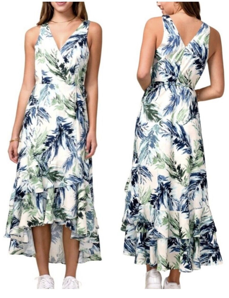 Other Adelyn Rae Nevina Ruffle Wrap Maxi Leaf Print Large Dress Size L / US 10 / IT 46 - 9 Thumbnail