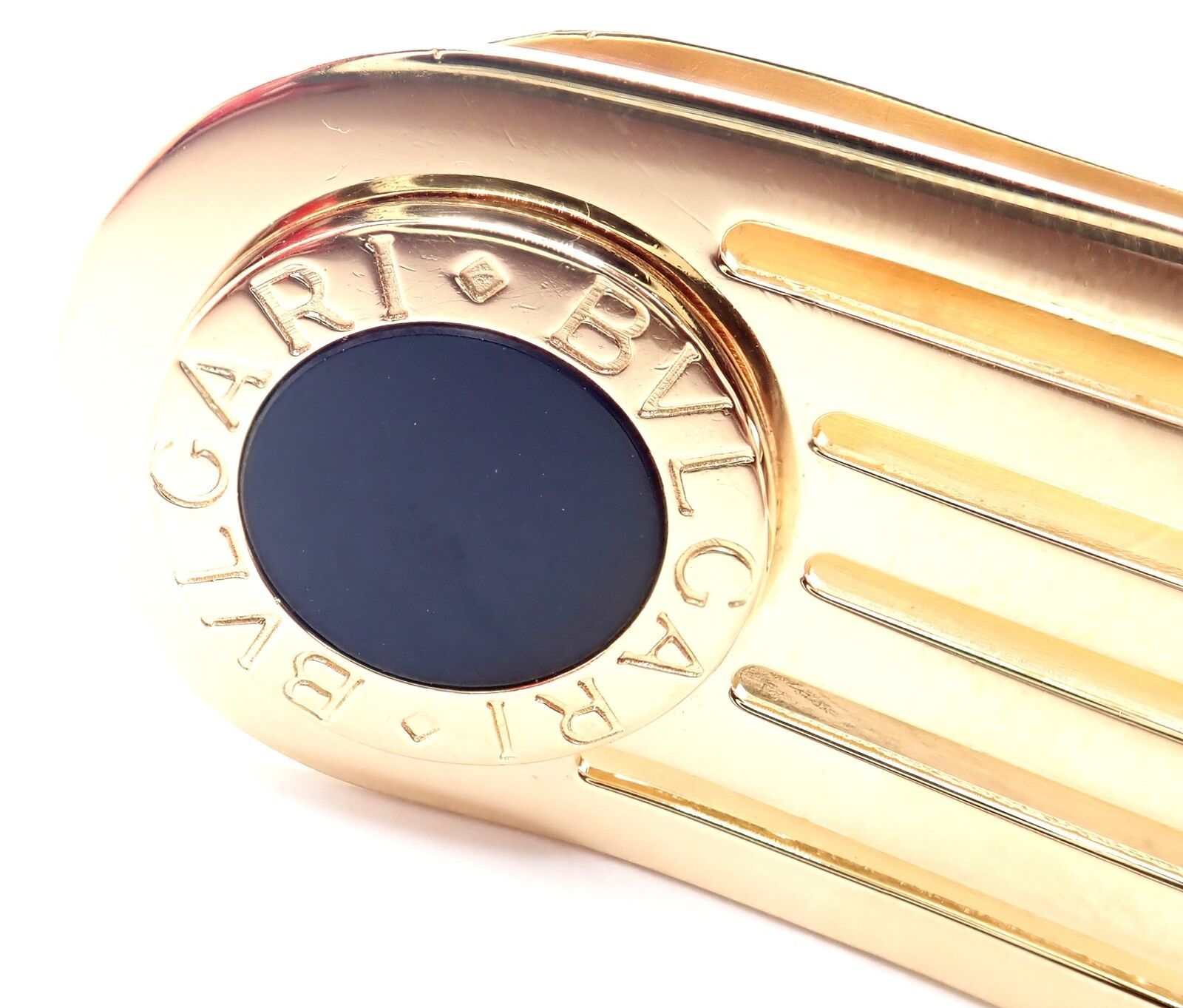 Authentic Bulgari Bulgari 18k Yellow Gold Onyx Money Clip