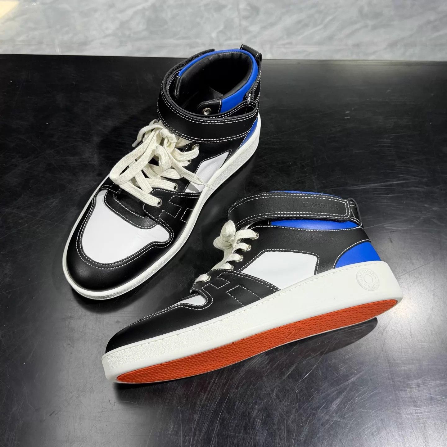 Hermes Hermes Freestyle x HF High-Top Sneakers Black White Blue 40 Size US 7 / EU 40 - 2 Thumbnail