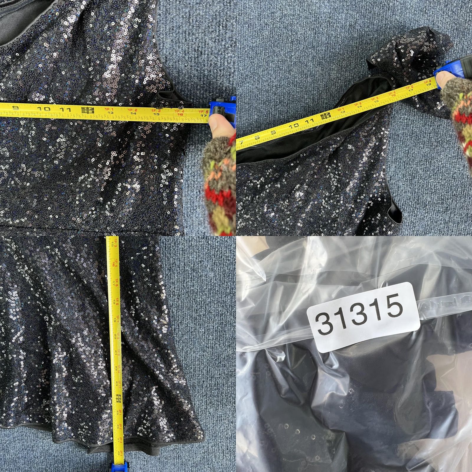 Vintage Grace Karin Tank Top Womens XL Black Sequin One Shoulder Bow Peplum Camisole Size XL / US 12-14 / IT 48-50 - 8 Thumbnail