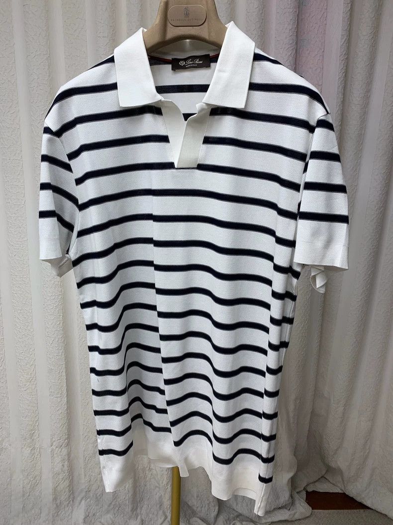 Loro Piana LORO PIANA size52 White black fine striped sea soul beads f Size US XL / EU 56 / 4 - 8 Thumbnail