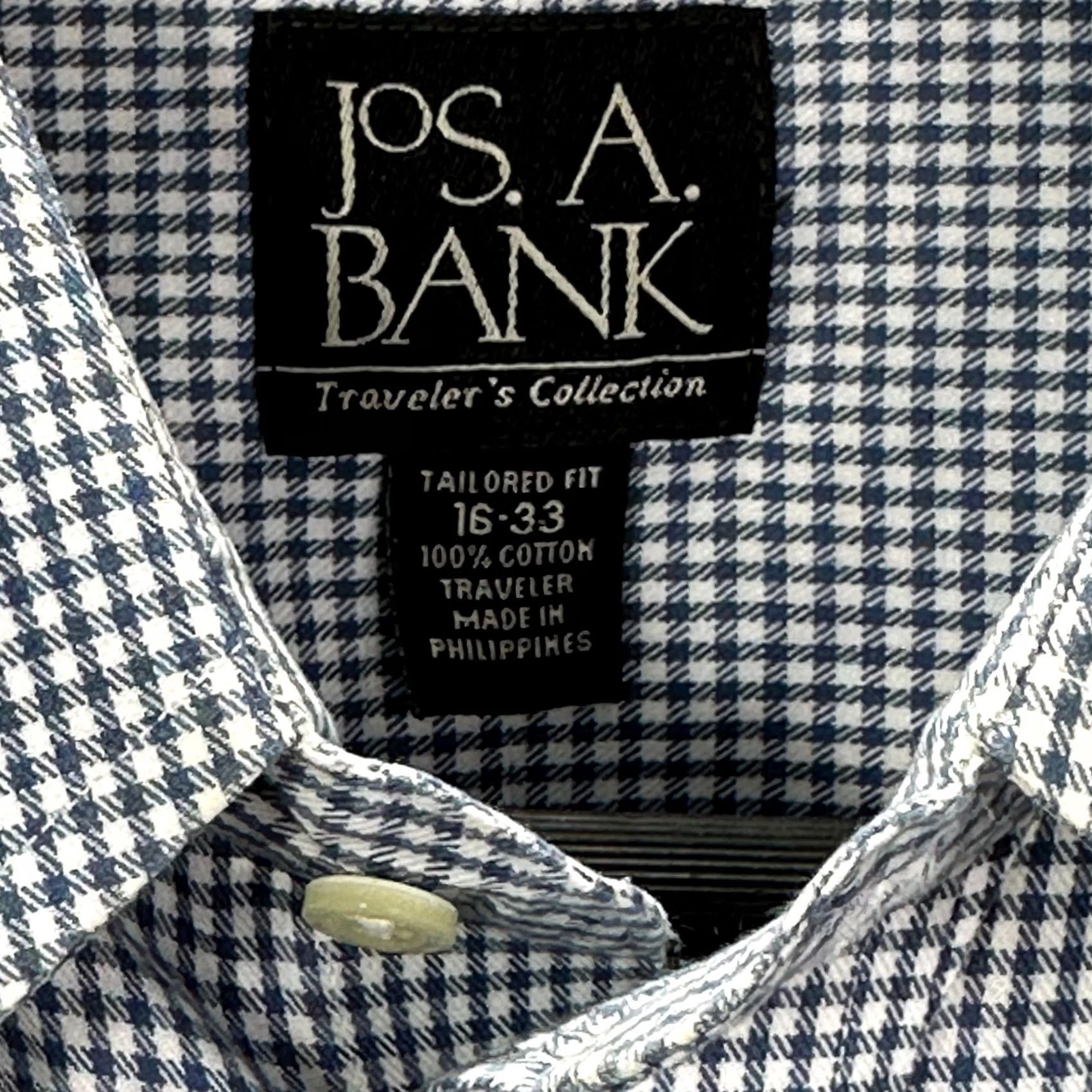 Jos. A. Bank Jos A Bank Shirt Mens 16 Travelers Collection Blue Check Cotton Pocket Tailored Man Shirt Size US M / EU 48-50 / 2 - 3 Thumbnail