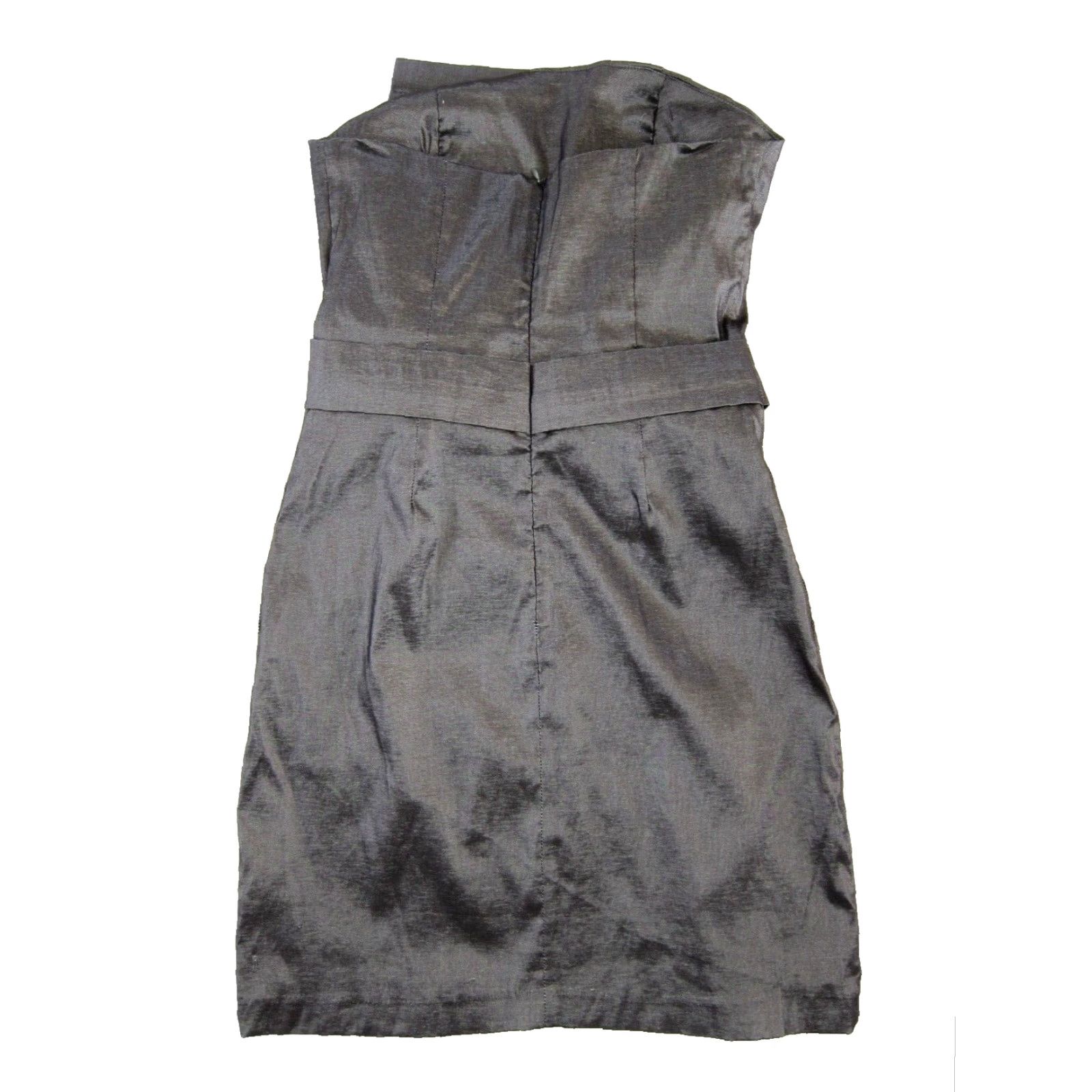 Vintage Twentyone Grey Metallic Silver Stretch Dress Cocktail Prom Midi Medium Size M / US 6-8 / IT 42-44 - 2 Thumbnail