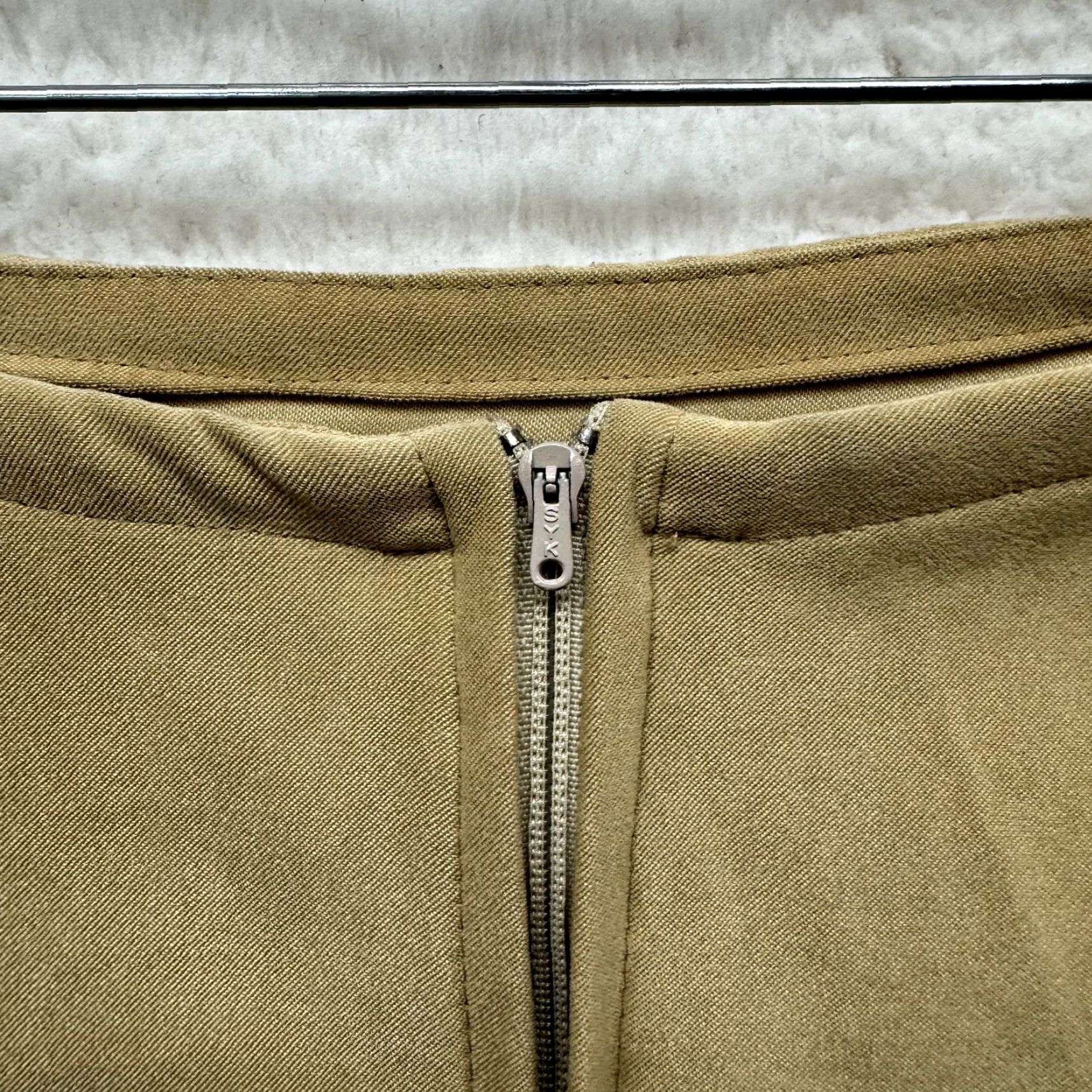 Vintage VINTAGE 90s Y2K Mini Skirt Faux Suede Beige Khaki Tan Camel Corpcore Office Womens 2 4 25 26 Size 26" / US 2 / IT 38 - 3 Thumbnail