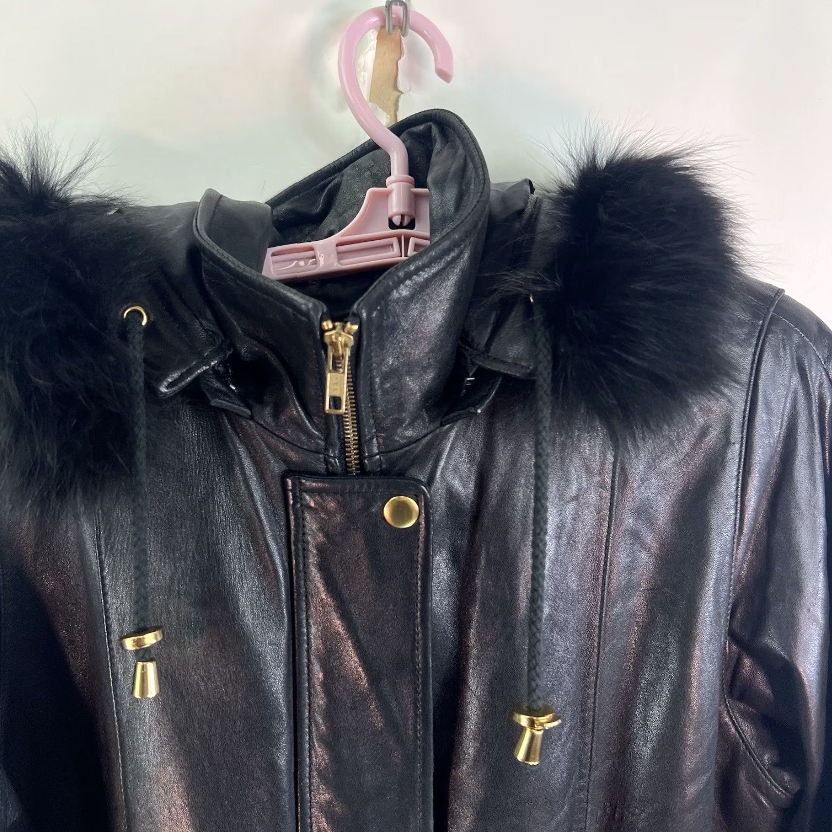 Worthington Worthington Lambskin Leather Fox Fur Hooded Jacket Womens M Black Size M / US 6-8 / IT 42-44 - 5 Thumbnail