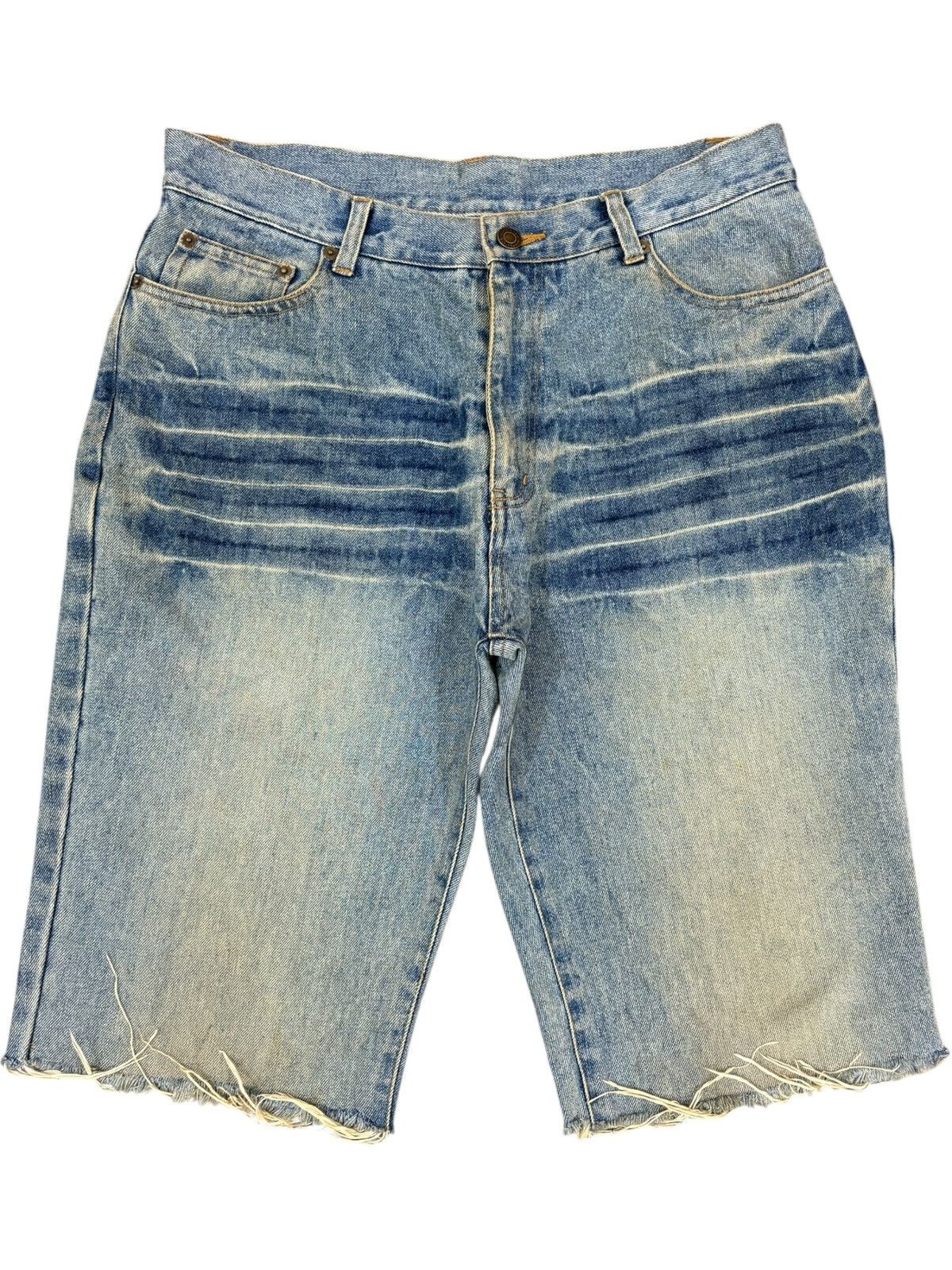 Japanese Brand Vintage Japanese Mud Wash Distress Loose Jean Shorts Jorts Size US 32 / EU 48 - 1 Thumbnail