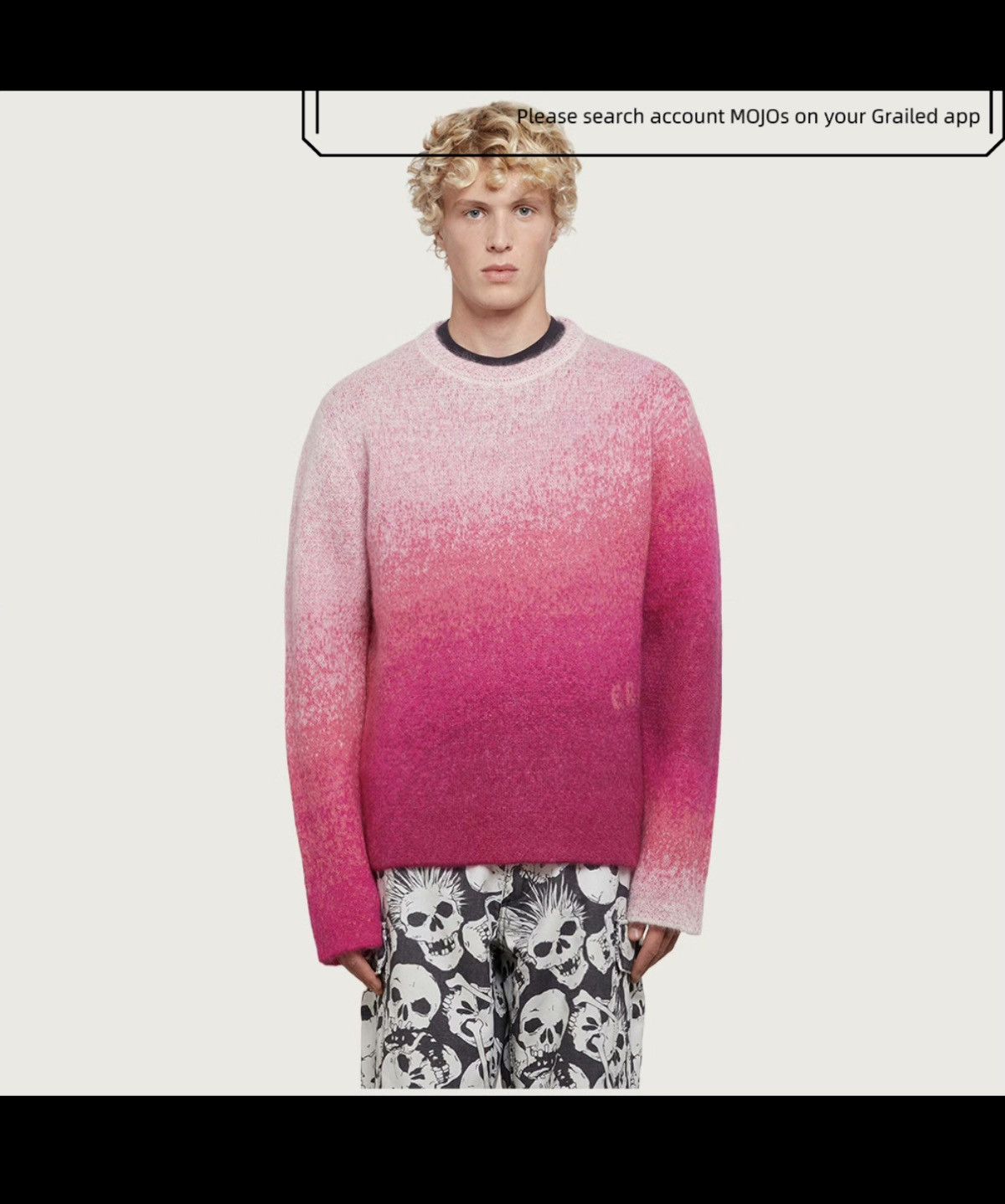 Sz M ERL 22AW GRADIENT MOHAIR CREWNECK SWEATER - PINK