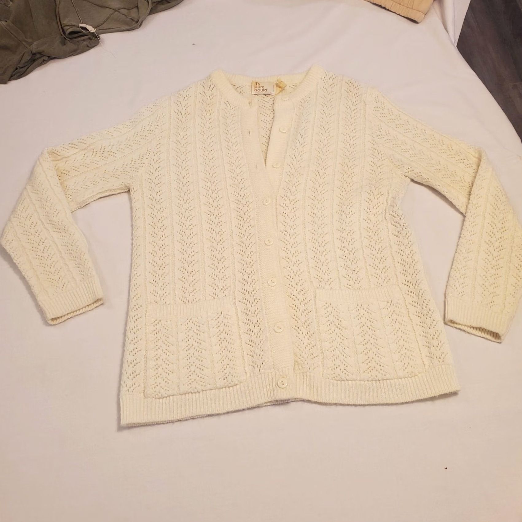 Vintage VINTAGE It's Pure Gould Cardigan Sweater Women's Ivory M Size M / US 6-8 / IT 42-44 - 5 Thumbnail