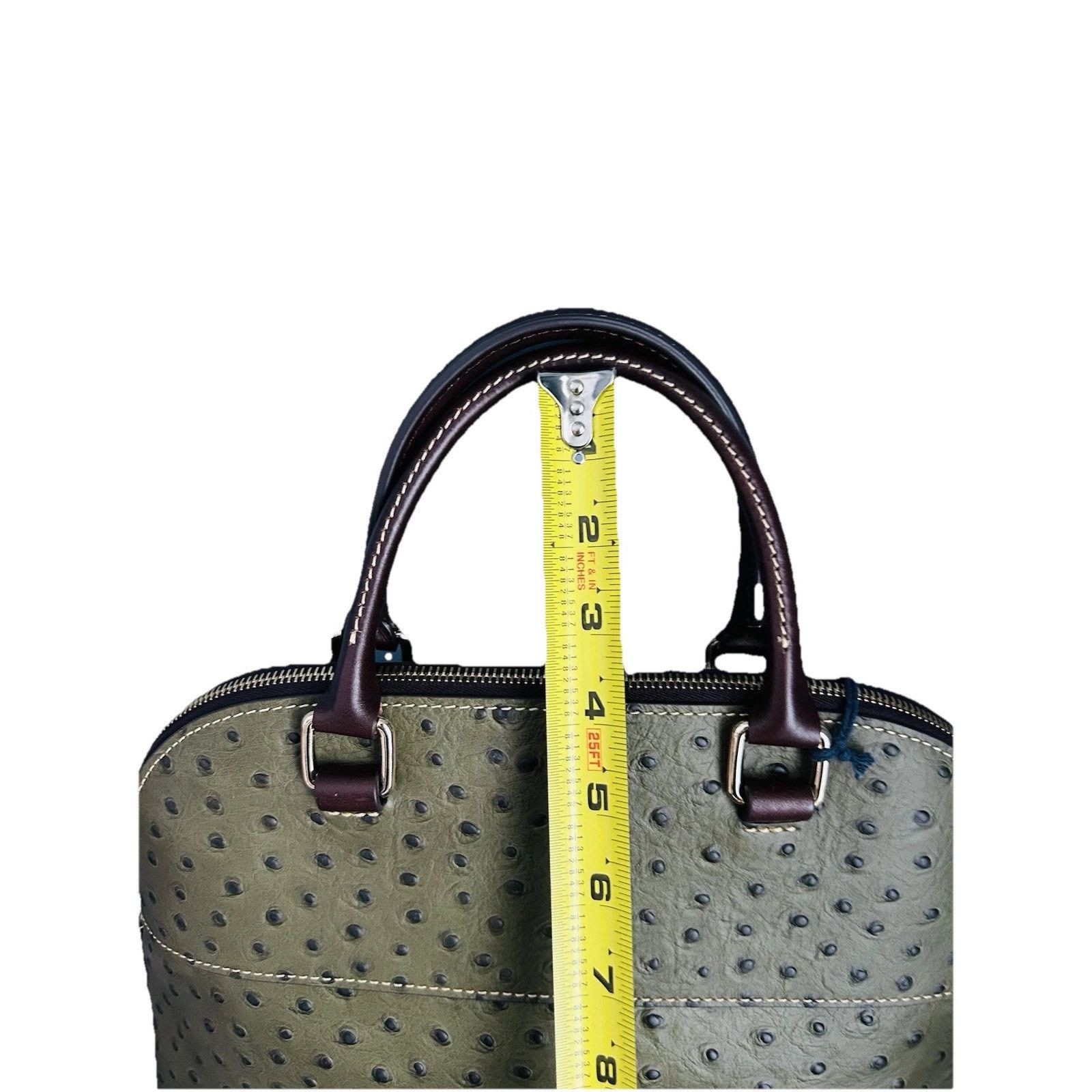 Dooney & Bourke NWT Dooney Bourke Ostrich Leather Carter Satchel Olive Dome Size ONE SIZE - 8 Thumbnail