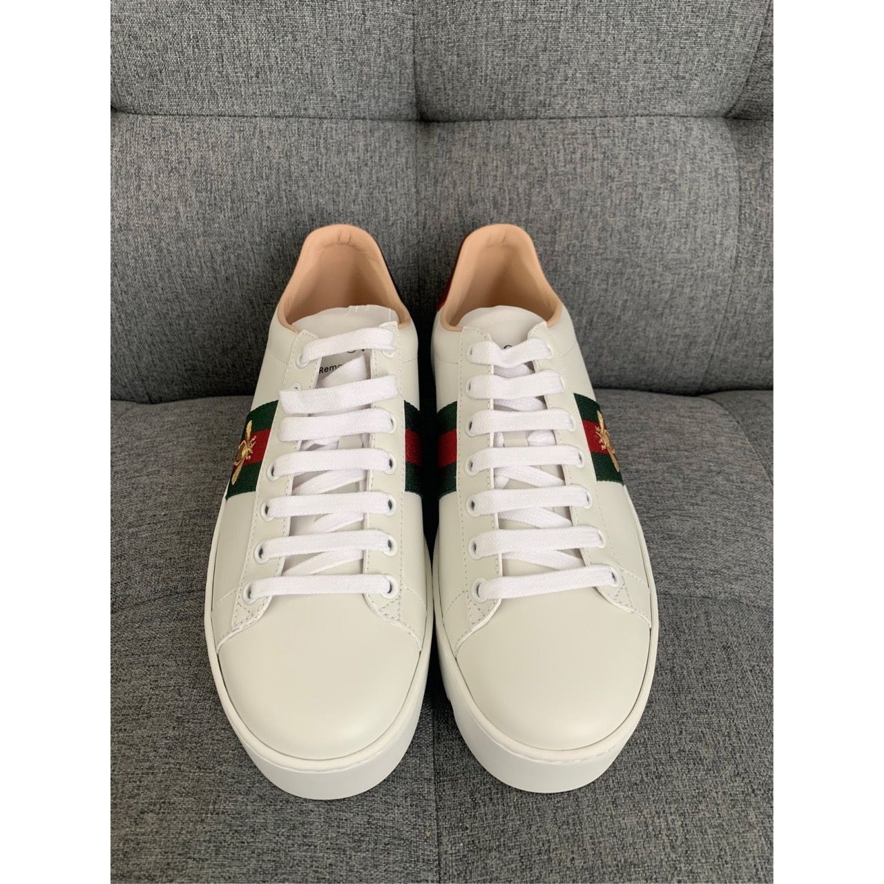 Gucci Gucci Ace Embroidered White Sneakers W/ Platform Sole Red & Size US 7 / IT 37 - 3 Thumbnail