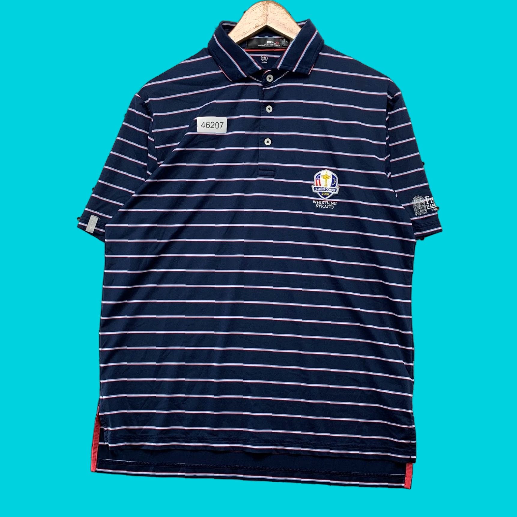 RLX Ralph Lauren RLX Ralph Lauren Polo Shirt Mens Medium Blue Striped 2020 Ryder Cup Whistling Size US M / EU 48-50 / 2 - 1 Thumbnail