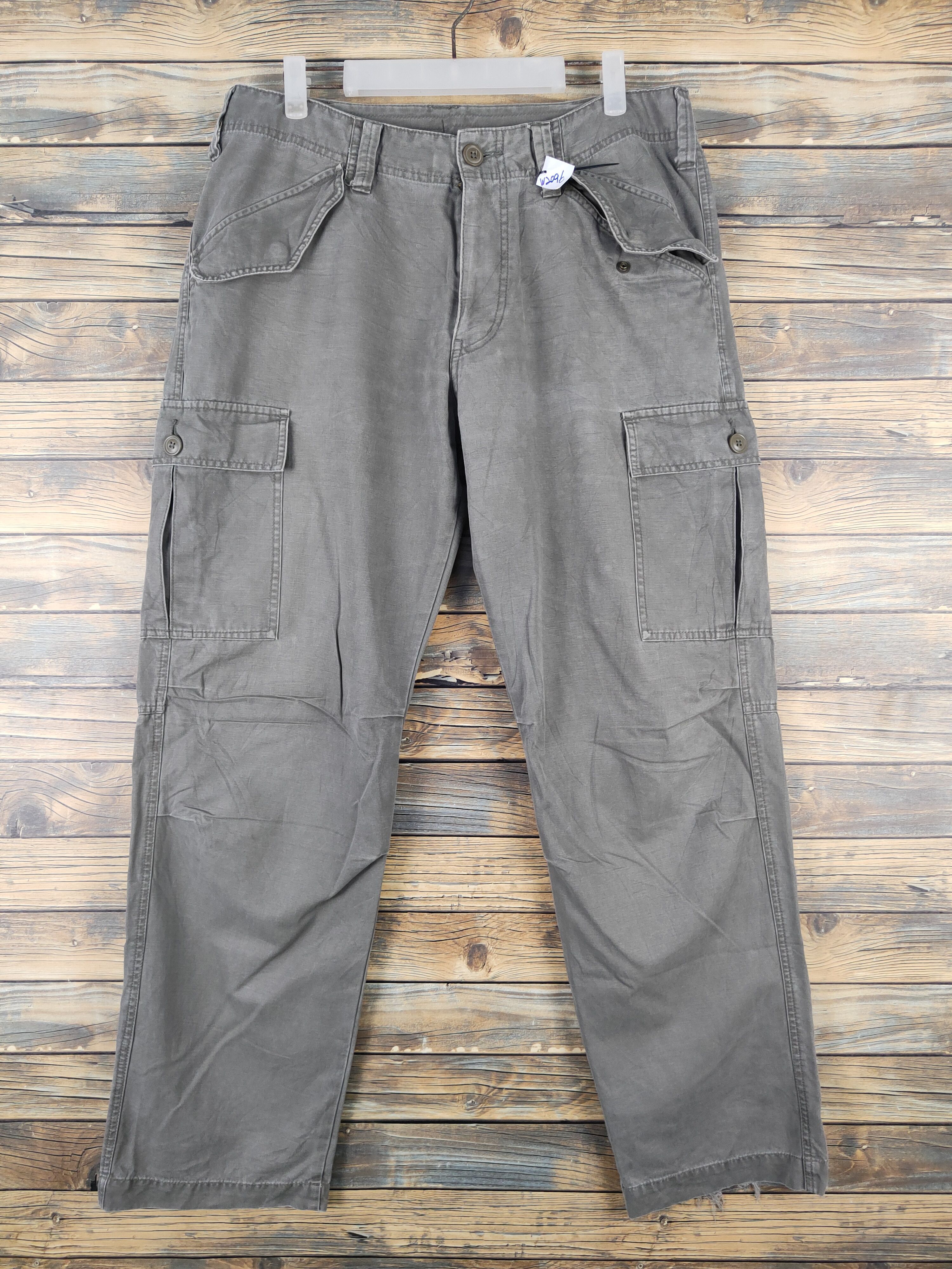 Japanese Brand Uniqlo Green Faded Multipocket Tactical Cargo Pants #W2096 Size US 35 - 1 Thumbnail