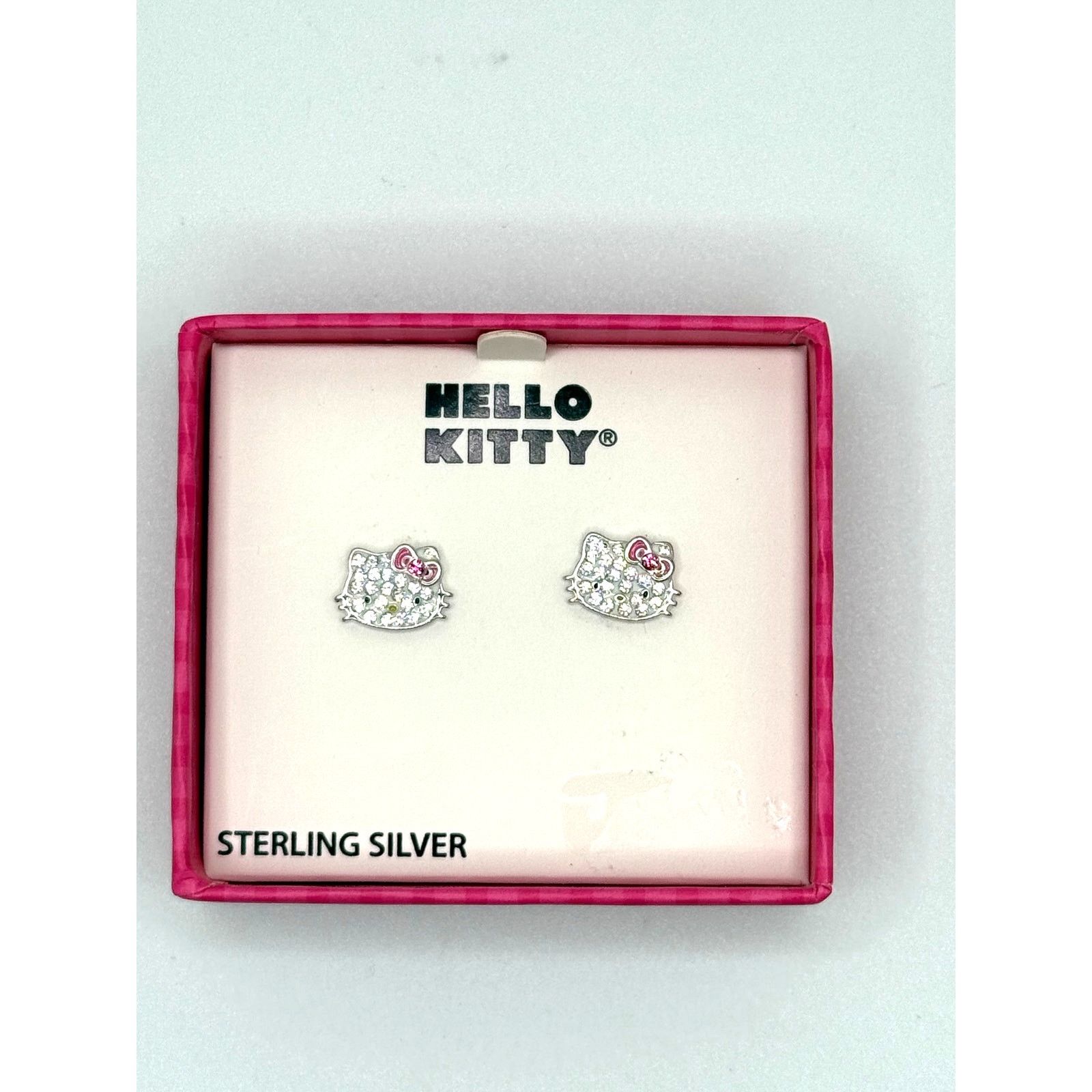 Other NEW-Hello Kitty Crystal Sterling Silver Earrings Kawaii Size ONE SIZE - 1 Thumbnail