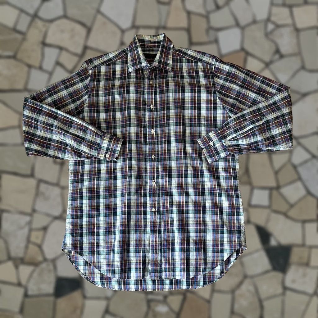 Etro ETRO Milano Button Up Shirt Men’s 41 Paisley Plaid Long Sleeve Italy Made Size US L / EU 52-54 / 3 - 1 Thumbnail