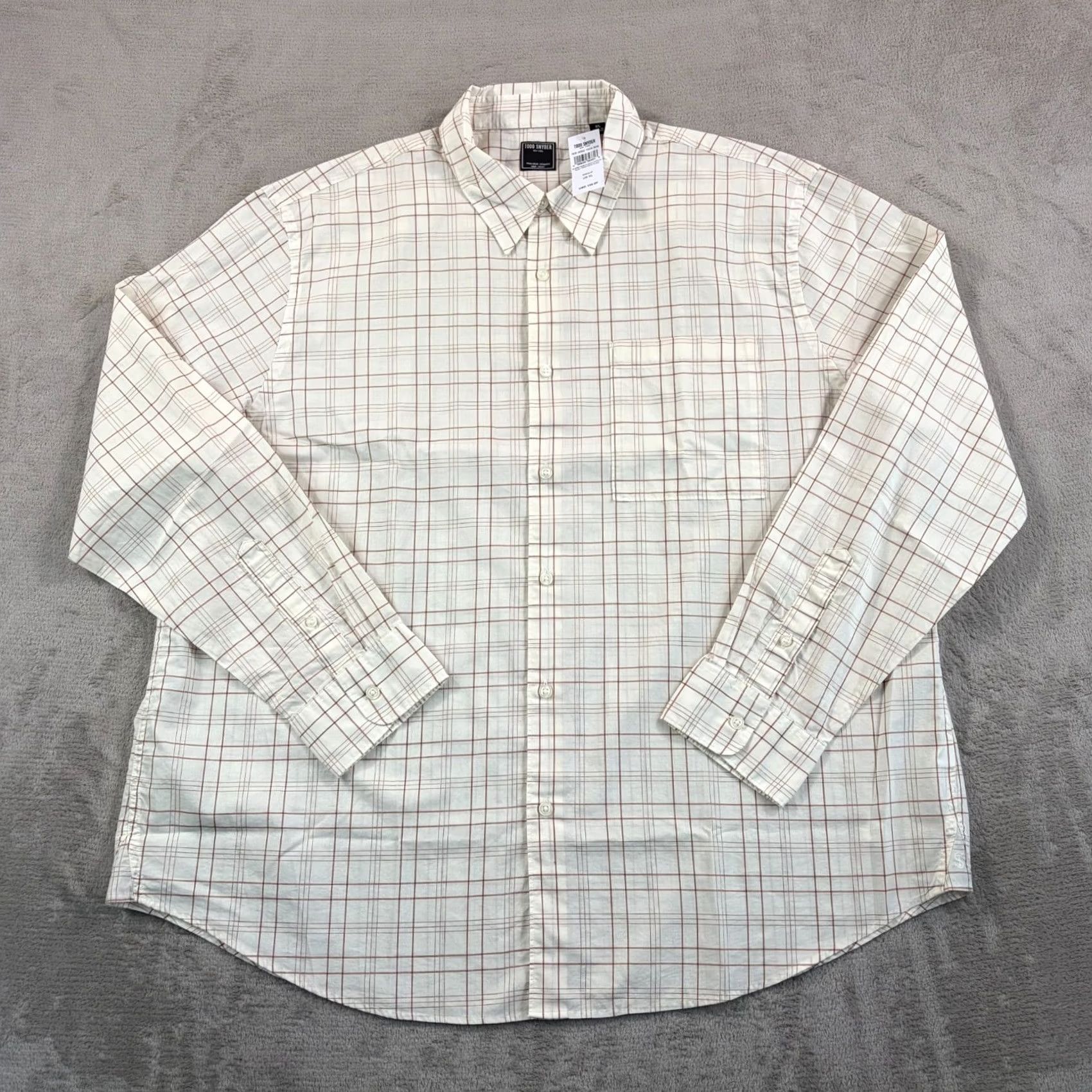 Todd Snyder Todd Snyder Poplin Big Shirt Plaid Bisque Beige XL Mens Button-Up Shirt Casual Relaxed Fit NWT Size US XL / EU 56 / 4 - 5 Thumbnail