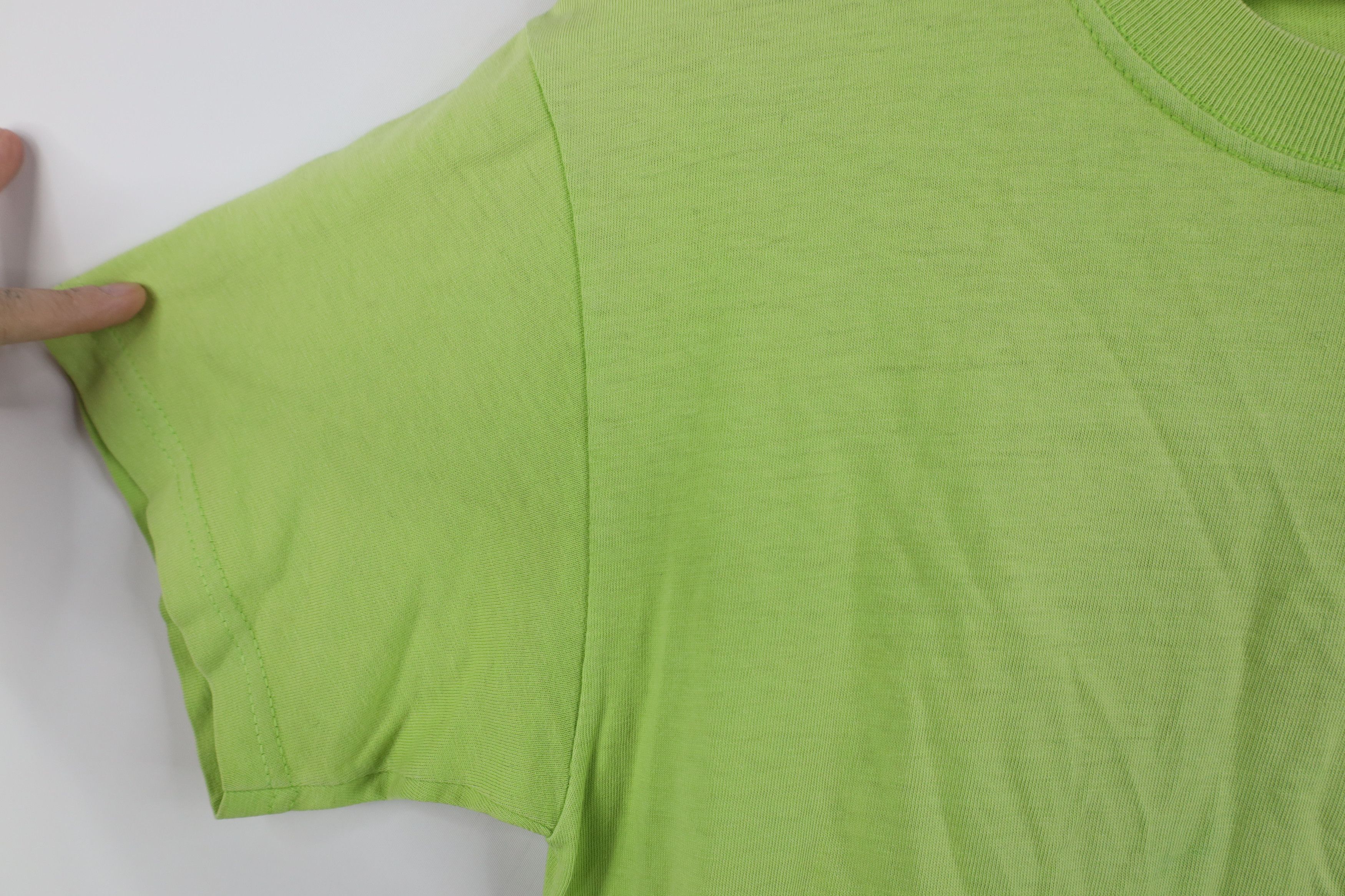 Hanes Vintage 90s Y2K Hanes Beefy Blank Cotton T-Shirt Lime Green Size US S / EU 44-46 / 1 - 5 Thumbnail