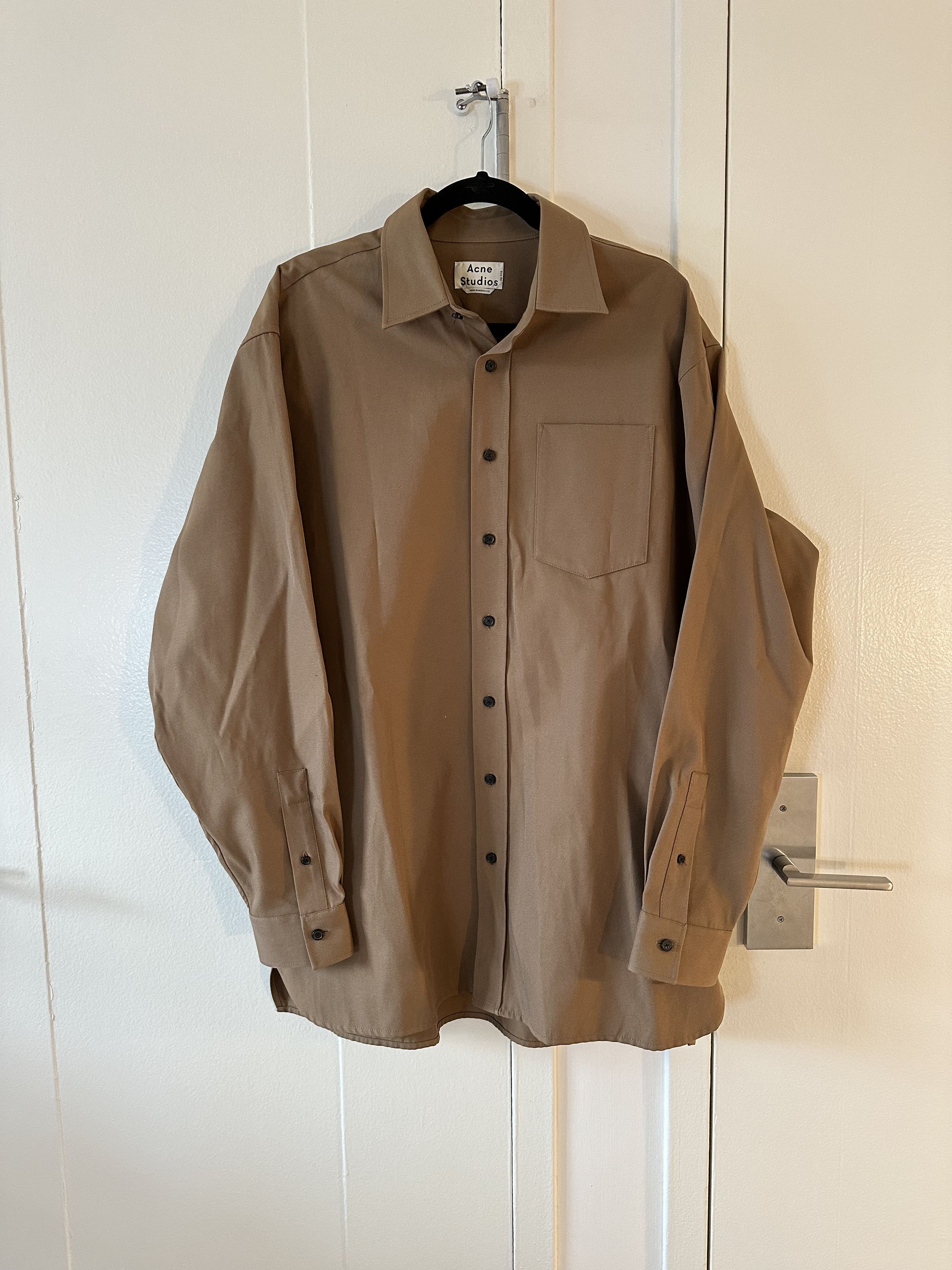 image of Acne Studios Oversized Over Shirt in Brown, Men's (Size 2XL)