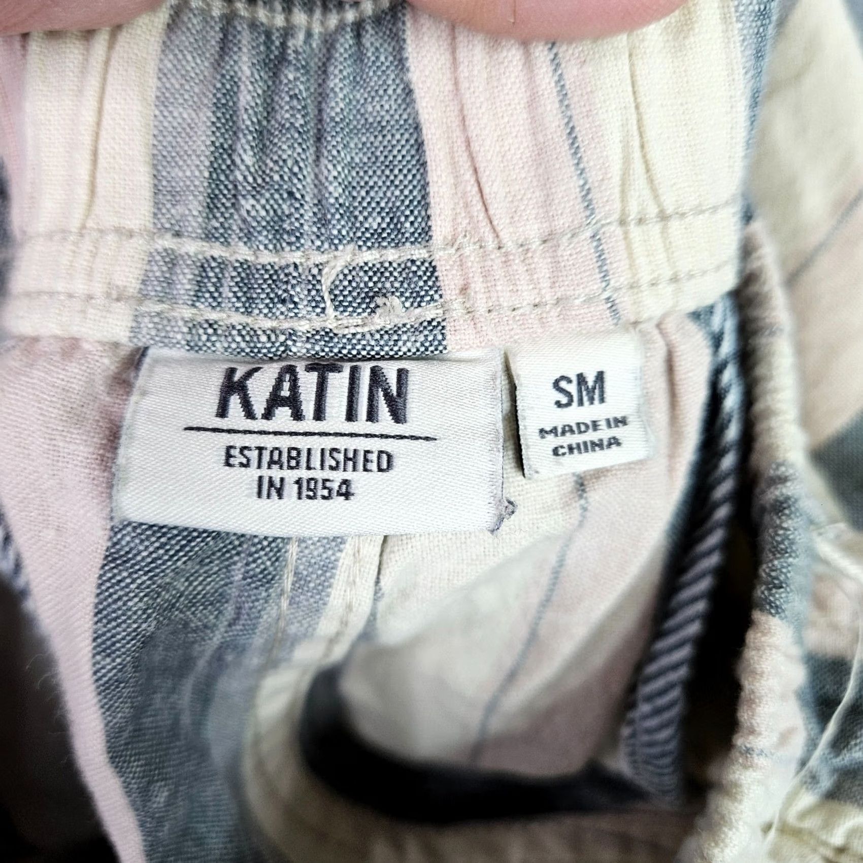Katin Katin Shorts Men S Striped Casual Drawstring Elastic Waist Cotton Linen Size US 29 - 3 Thumbnail