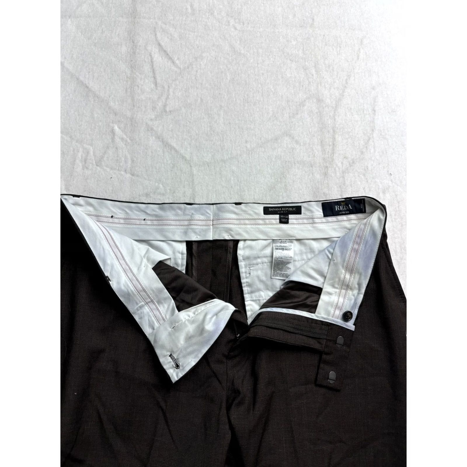 Banana Republic Banana Republic REDA Italy Slim Wool Super 110s Pants Men Brown Check Fit 36x32 38x29 Size US 36 / EU 52 - 2 Thumbnail
