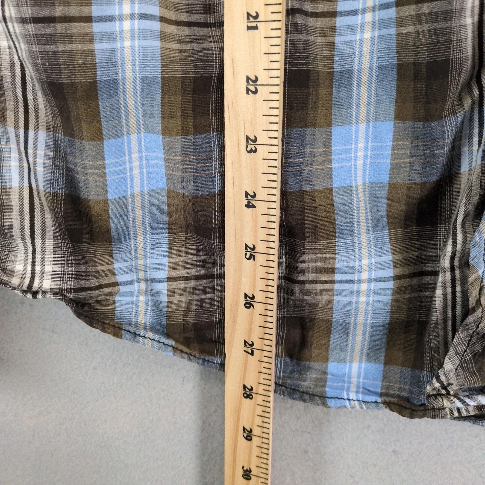 Carbon Carbon Blue Brown Plaid Cotton Button Up Shirt Men's L Size US L / EU 52-54 / 3 - 7 Thumbnail