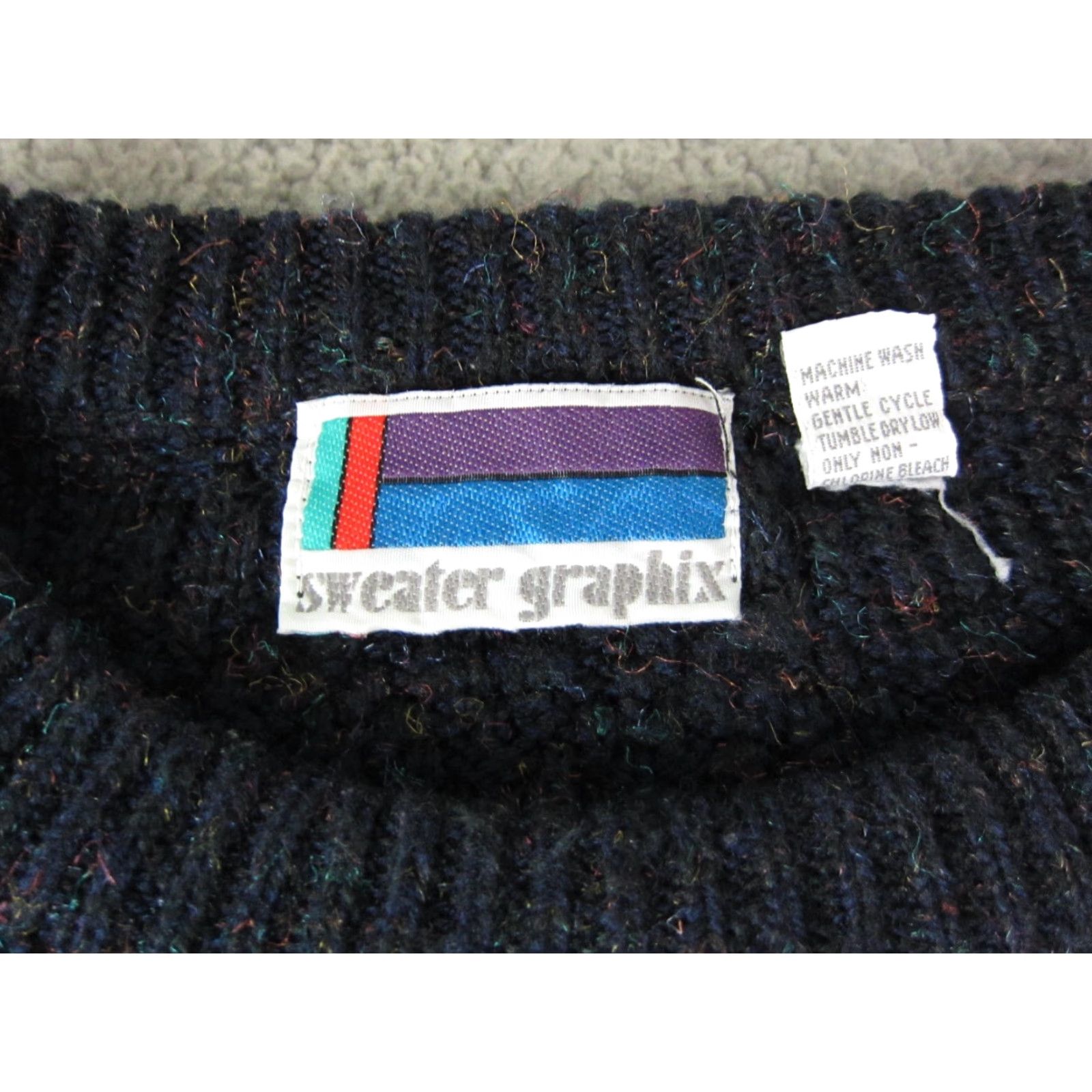 Vintage VINTAGE Sweater Graphix Sweater Geometric Knit Pullover Long Sleeve Mens Large Blue 80s 90s Casual Size US L / EU 52-54 / 3 - 3 Thumbnail