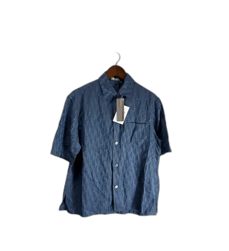 Dior Dior Deep Blue Silk Short Sleeve Shirt Size US L / EU 52-54 / 3 - 1 Thumbnail