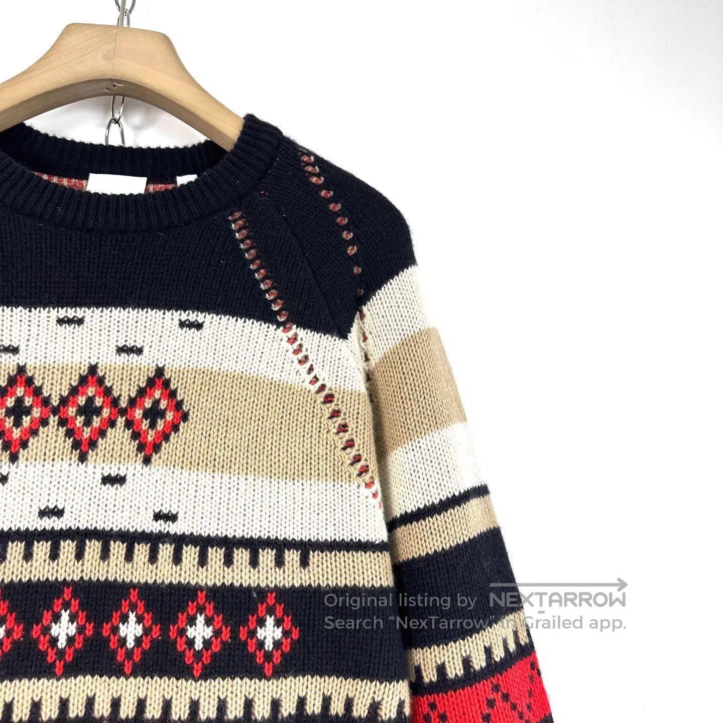Burberry Red Patterned Long Sleeve Sweater. Size US S / EU 44-46 / 1 - 6 Thumbnail