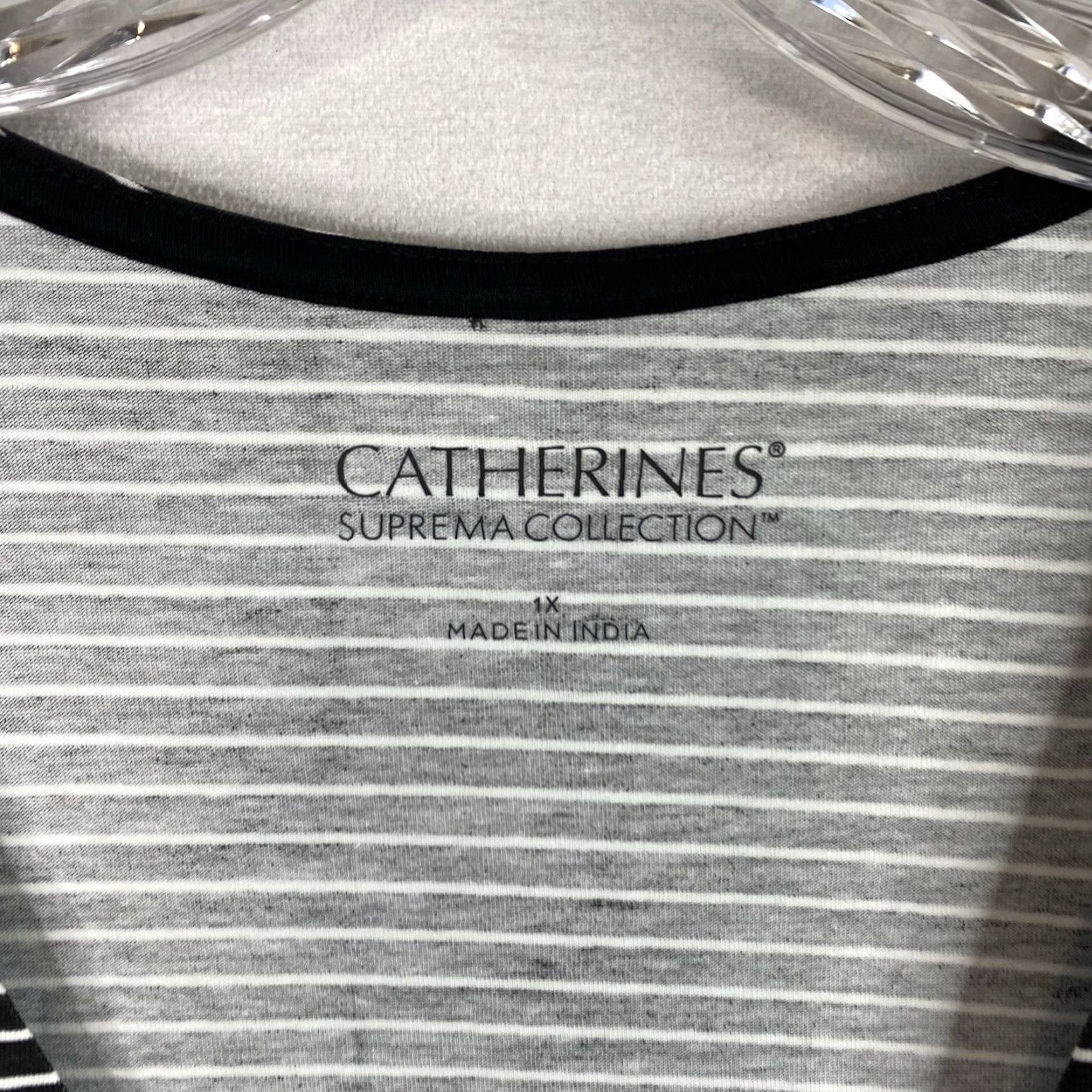 Vintage VINTAGE Catherines Suprema Cardigan Sz 1X Lightweight Black Stripe Knit Cardigan Women's 1X Black Stretch Open Front Topper Size XL / US 12-14 / IT 48-50 - 3 Thumbnail