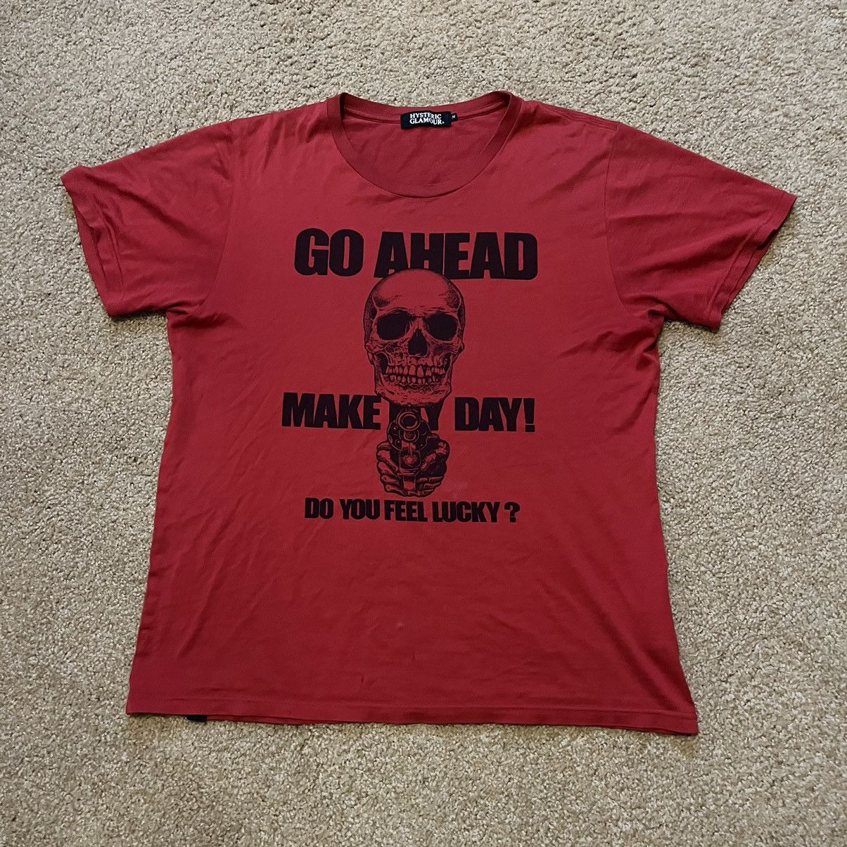 image of Hysteric Glamour “Go Ahead Make My Day” Tee in Red, Men's (Size Medium)