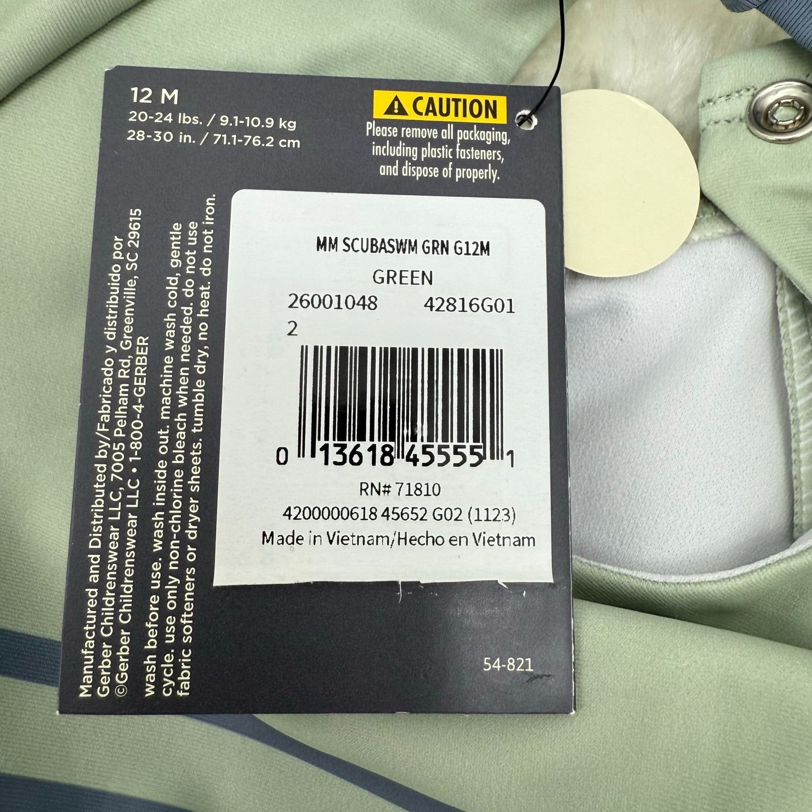 Other NWT Gerber Modern Moments Baby Girl Long Sleeve Swimsuit 12M Size ONE SIZE - 6 Thumbnail