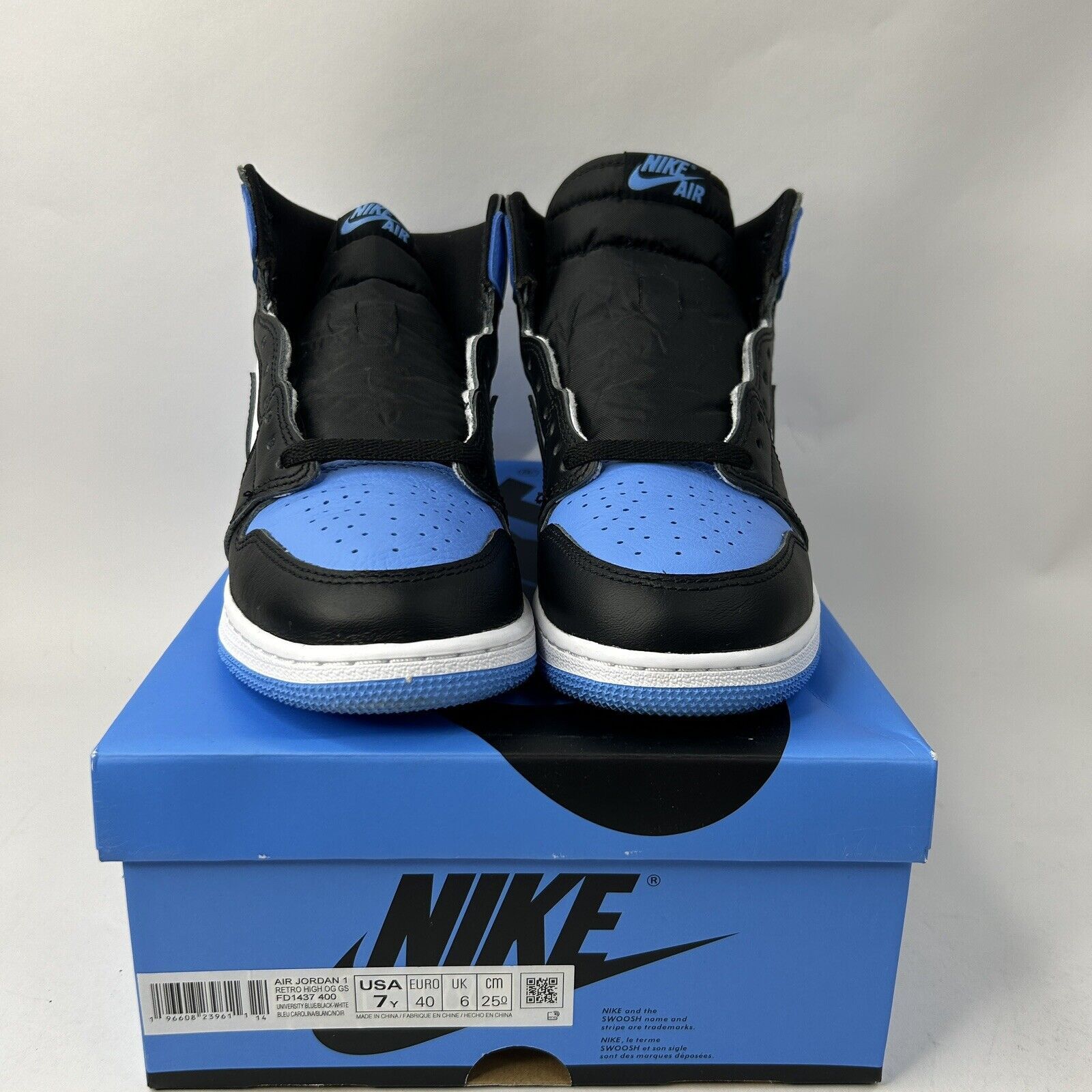 Nike Nike Air Jordan 1 High Retro GS “UNC Toe” 2024 Size US 8.5 / IT 38.5 - 2 Thumbnail