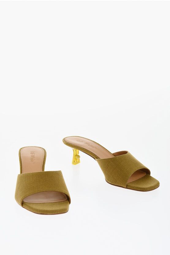 Open-Toe Linen Blend LOLLIPOP Mules Heel 5 cm