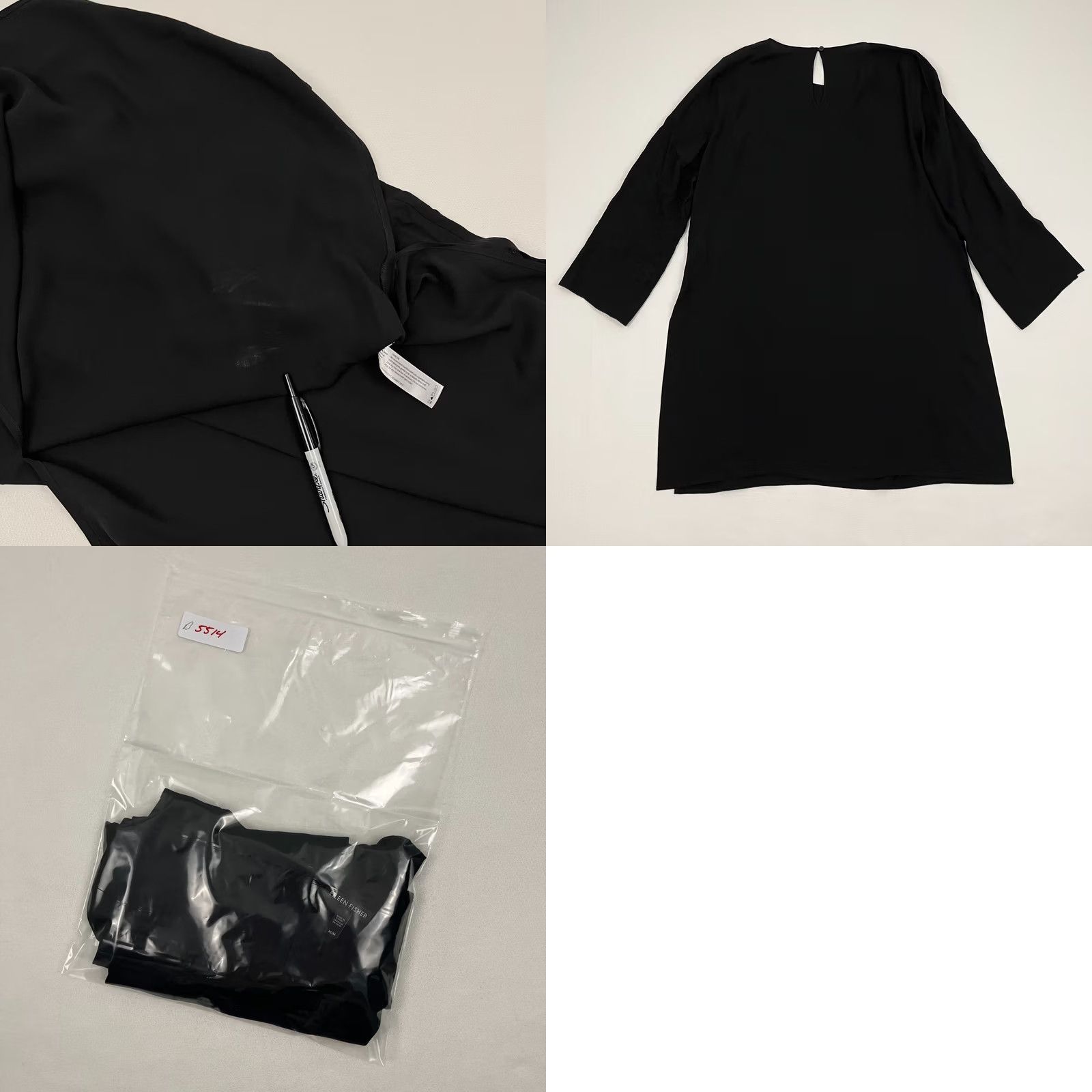 Eileen Fisher VINTAGE? No. Eileen Fisher Blouse Tunic Top Silk Black M Womens Regular Crew Neck Pullover Casual Size M / US 6-8 / IT 42-44 - 8 Thumbnail