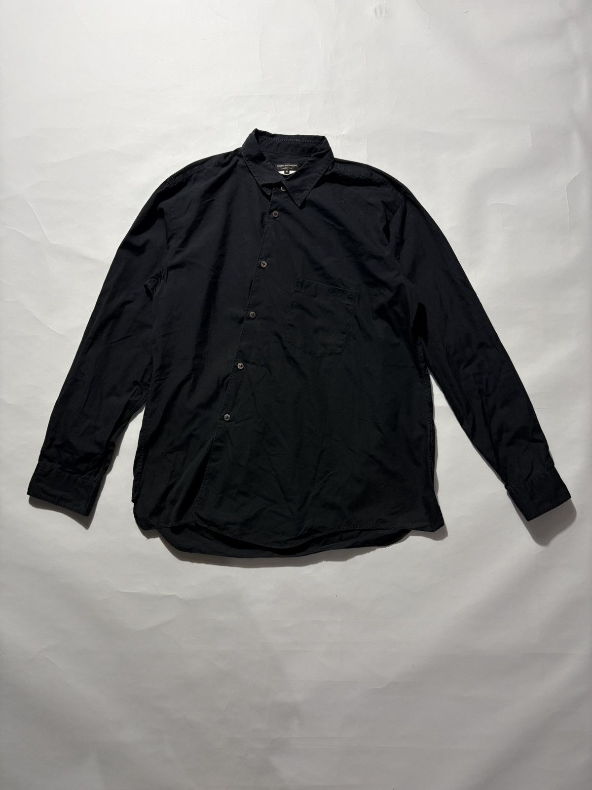 COMME DES GARCONS HOMME PLUS ASYMMETRIC BUTTON UP BLACK L/S