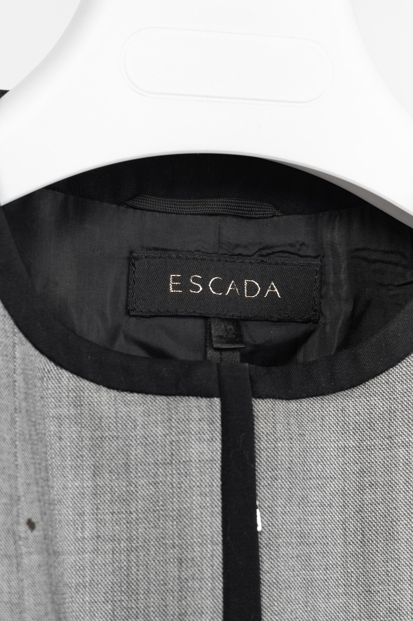 Escada Escada Grey Wool Contrast-Piping Zip Blazer Size L / US 10 / IT 46 - 4 Thumbnail