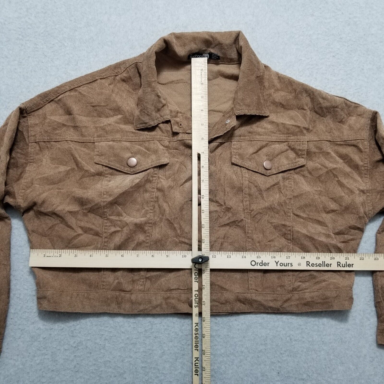 Boohoo Boohoo Womens Jacket 2 Velvet Pockets Buttons Short Thin Size XS / US 0-2 / IT 36-38 - 4 Thumbnail