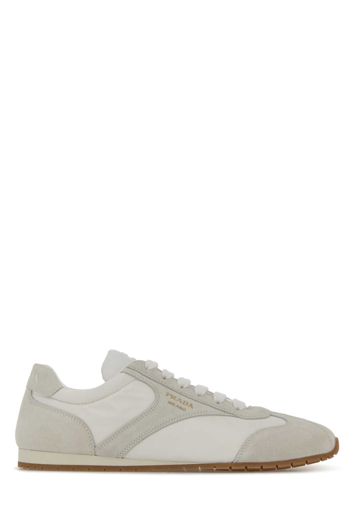 Prada White Suede And Re-Nylon Sneakers Size US 10 / IT 40 - 1 Thumbnail