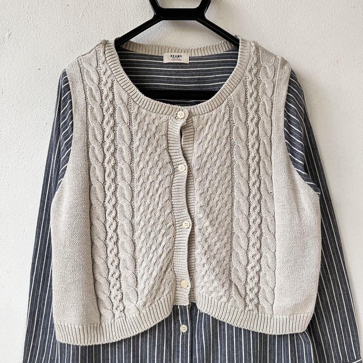 Beams Plus Beams Heart Hybrid Knit Panel Shirt Dress Cable Knit Stripe Size M / US 6-8 / IT 42-44 - 3 Thumbnail