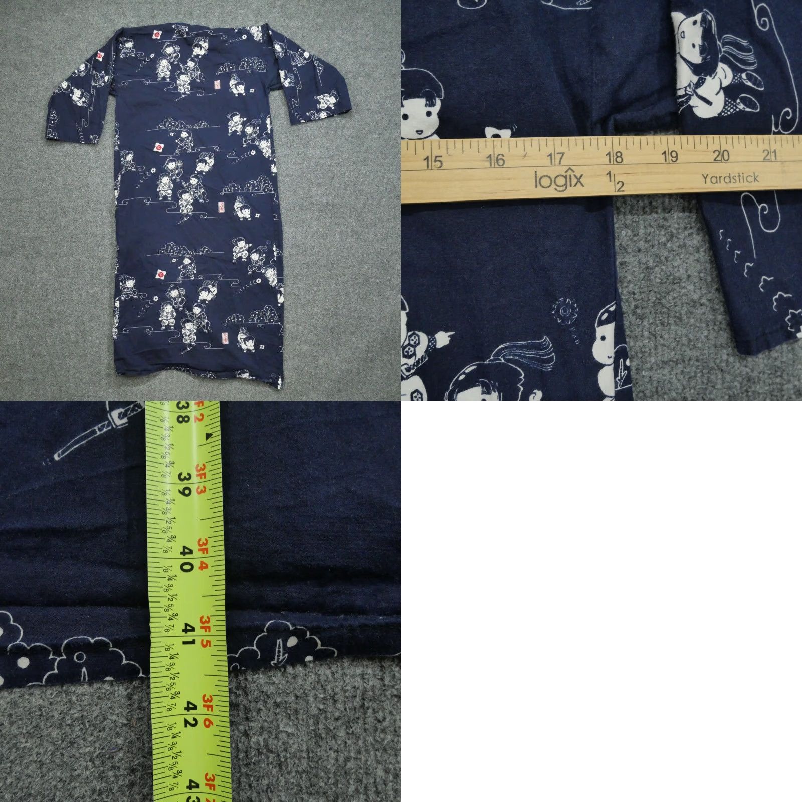 Vintage VINTAGE Juguemm Kimono Blouse Women 45 Blue Cotton 3/4 Sleeve Casual Regular Size 45 Modern Size M / US 6-8 / IT 42-44 - 8 Thumbnail