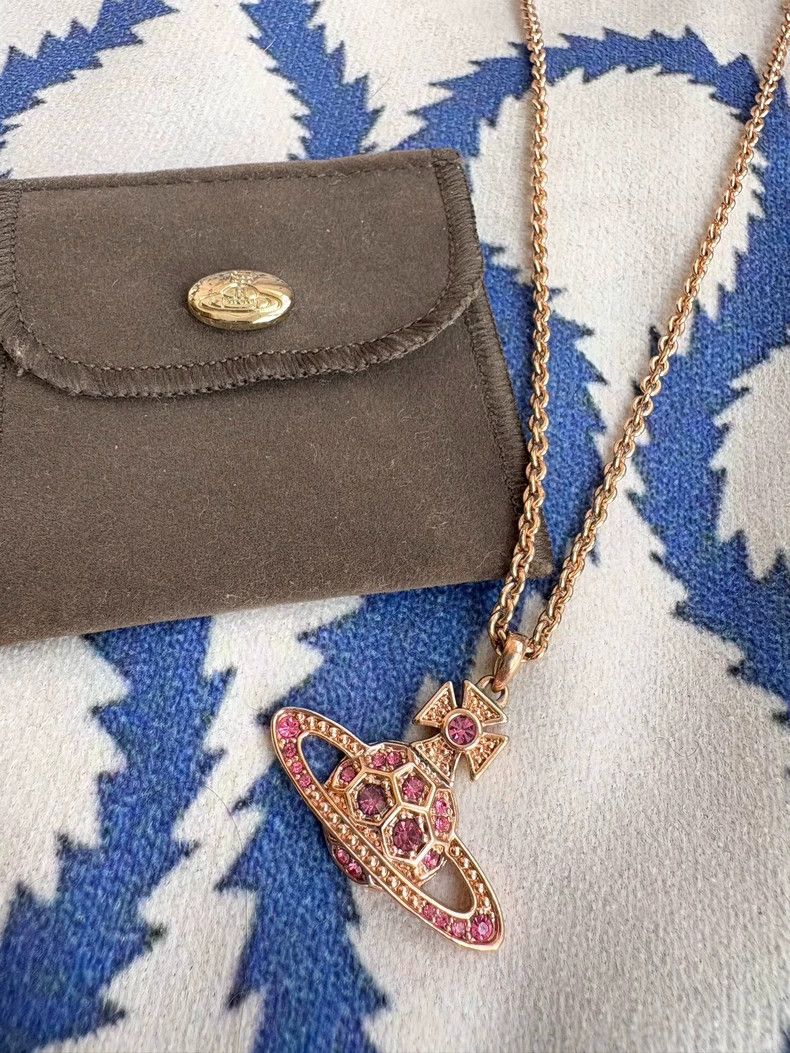Vivienne Westwood Vivienne Westwood Pink Saturn Necklace - dmc Size ONE SIZE - 1 Thumbnail