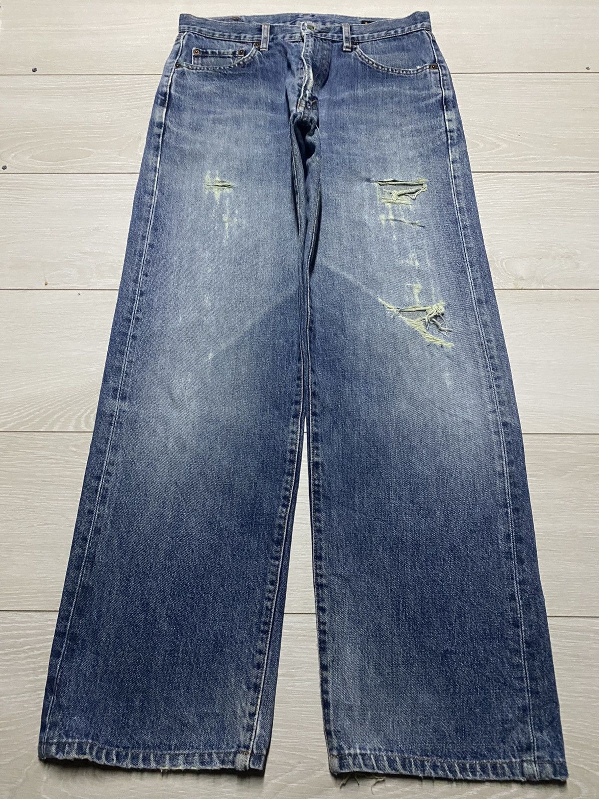 Japanese Brand Vintage Bobson Faded Distressed Baggy Jeans Size US 31 - 1 Thumbnail