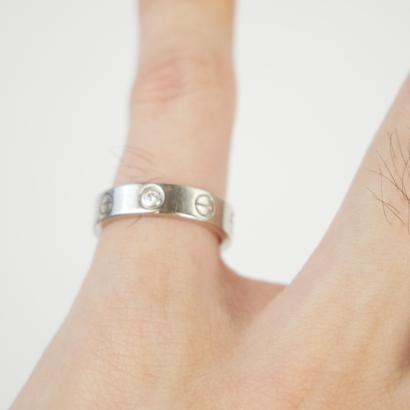 Cartier Cartier 18K White Gold and Diamond Love Band Ring Size ONE SIZE - 10 Thumbnail