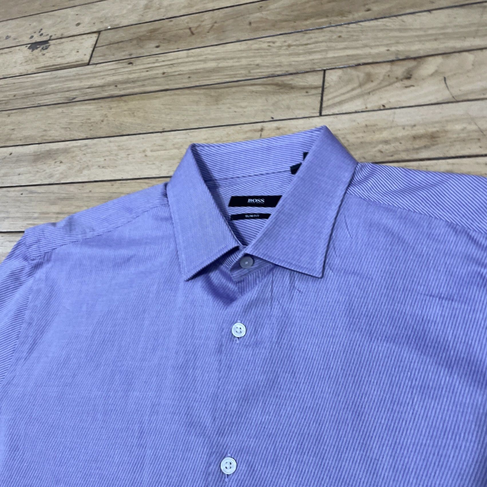 Hugo Boss VINTAGE Hugo Boss Shirt Men 42 16.5 Neck Purple Stripe Button-Up Size US L / EU 52-54 / 3 - 5 Thumbnail