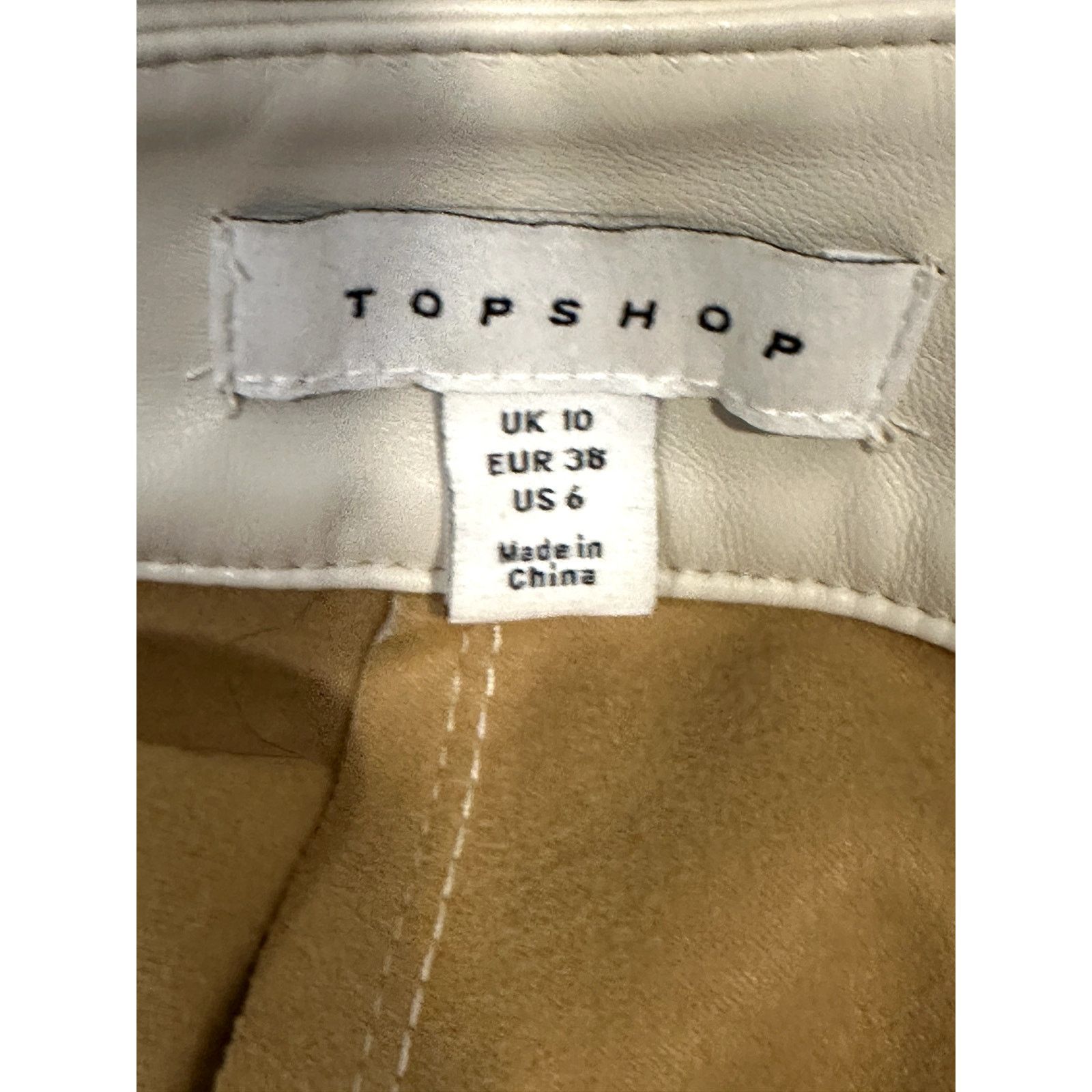 Topshop Topshop Faux Leather Super Wide Leg Tailored Pants Ecru 6 Size 28" / US 6 / IT 42 - 9 Thumbnail
